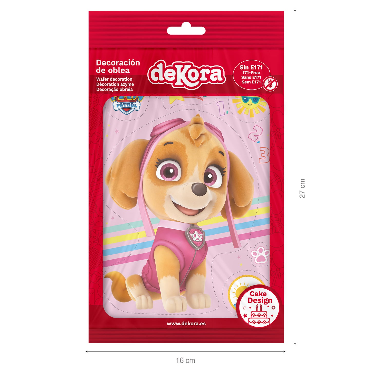 SILUETA OBLEA TARTA PAW PATROL SKYE 14,8X21CM A5