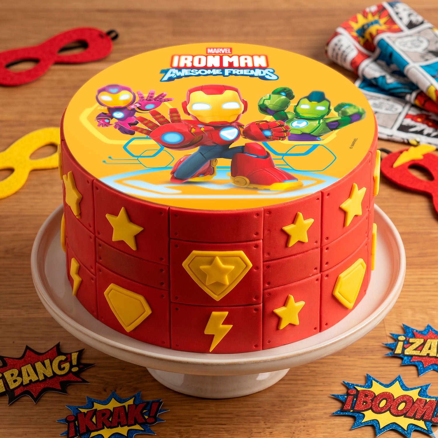 DISCO OBLEA TARTA IRONMAN Y SU SUPER EQUIPO 20CM