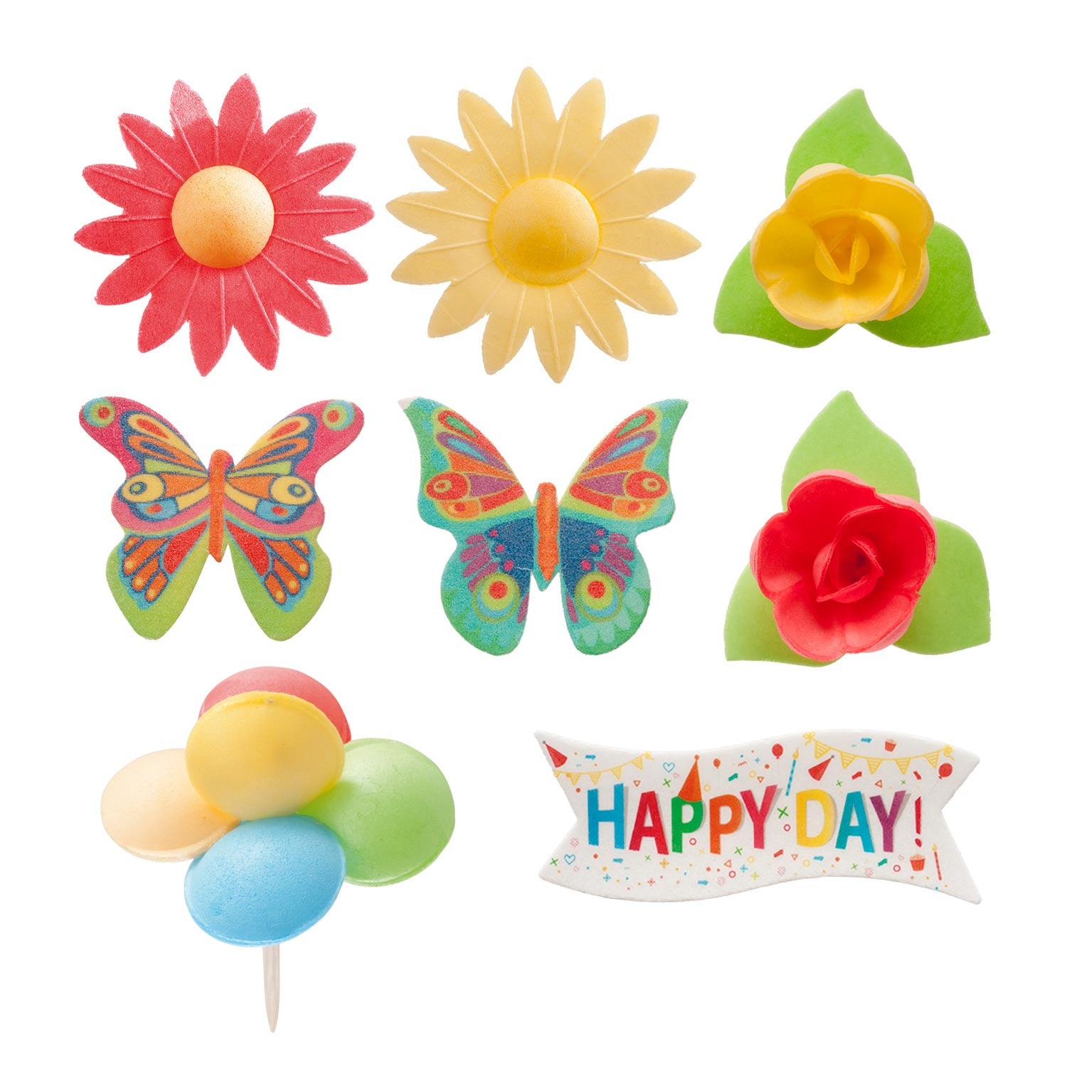 BLISTER DECORATION EN AZYME POUR GÂTEAUX HAPPYBIRTHDAY 8 PCS
