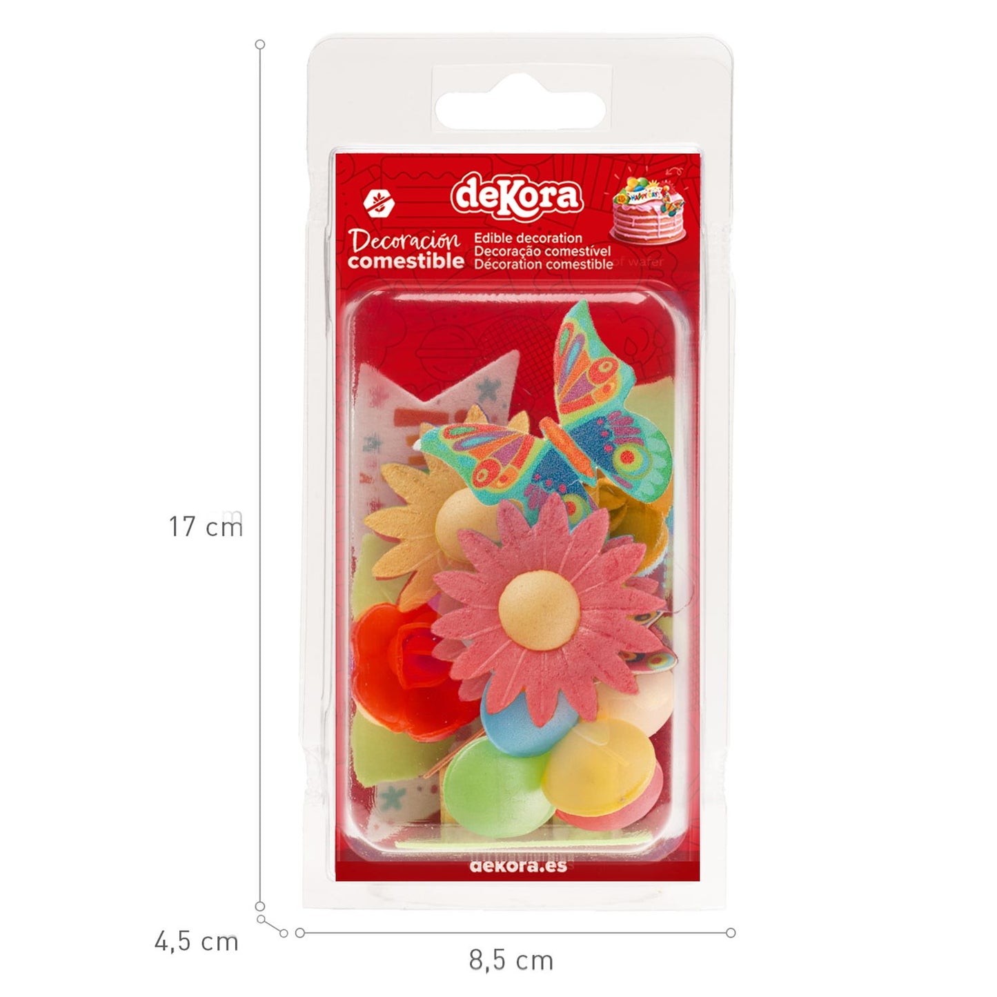 BLISTER DECORACIÓN OBLEA PARA TARTAS HAPPYBIRTHDAY 8 PCS