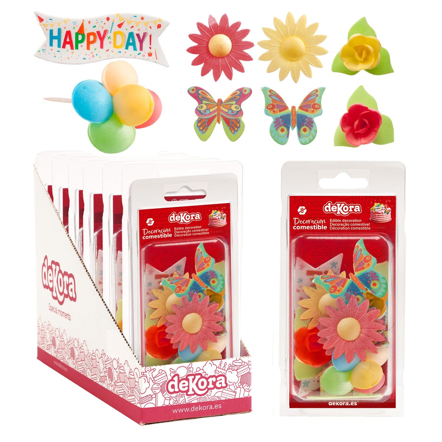 BLISTER DECORACIÓN OBLEA PARA TARTAS HAPPYBIRTHDAY 8 PCS