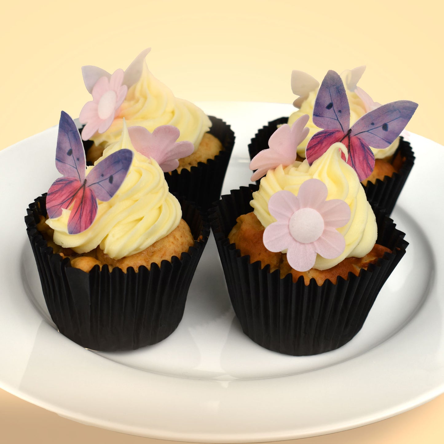 BLISTER FLEURS ROSES ET PAPILLONS LILAS EN AZYME