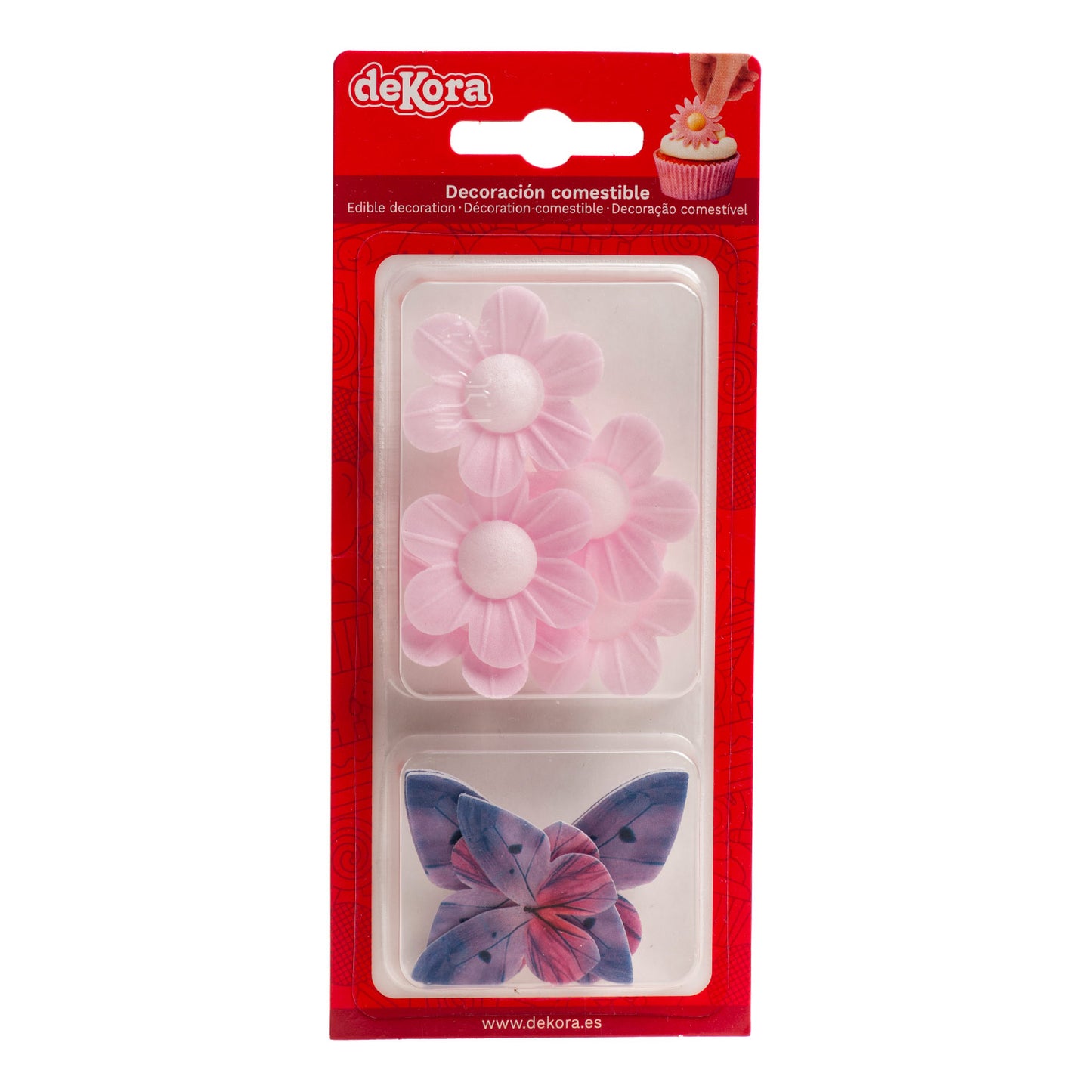 BLISTER FLEURS ROSES ET PAPILLONS LILAS EN AZYME