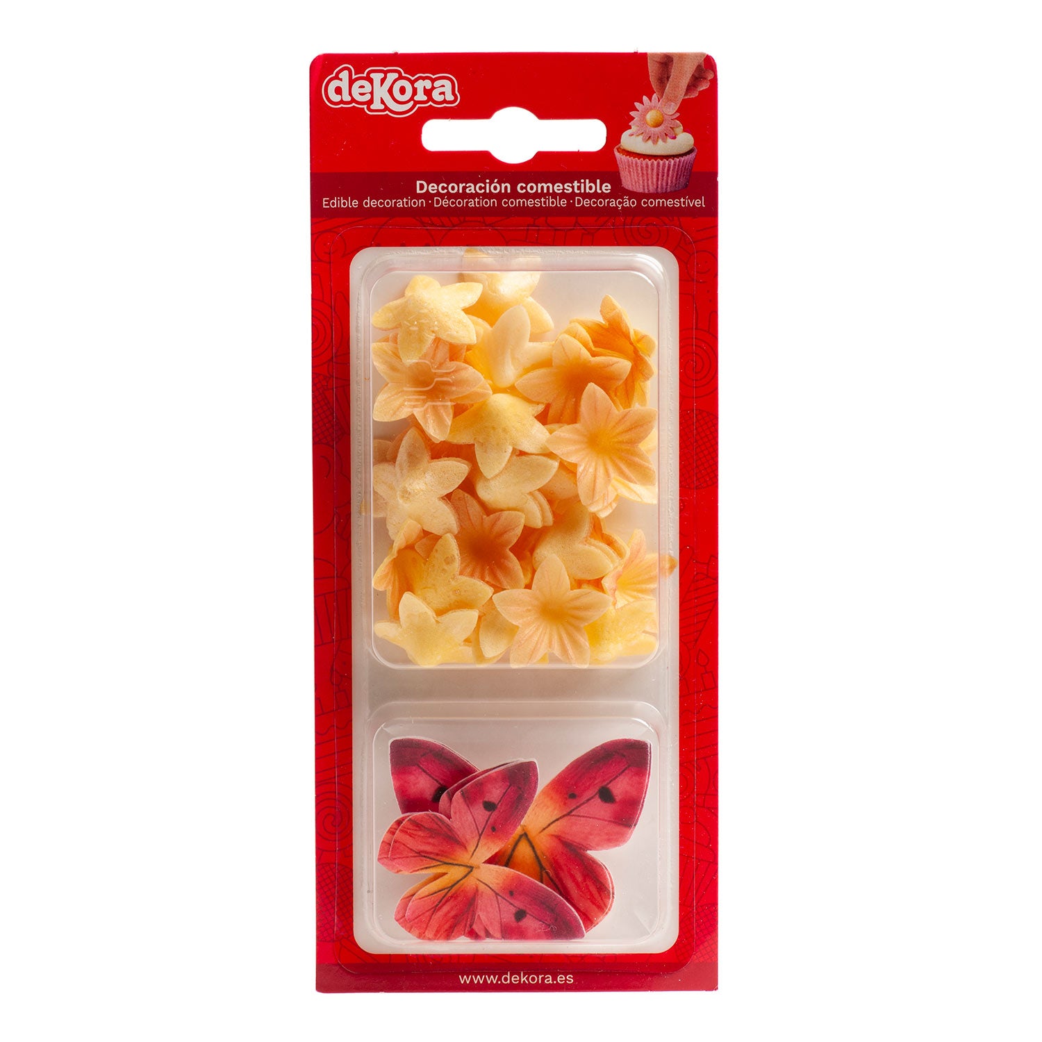 BLISTER WAFER MINI YELLOW FLOWERS AND RED BUTTERFLIES