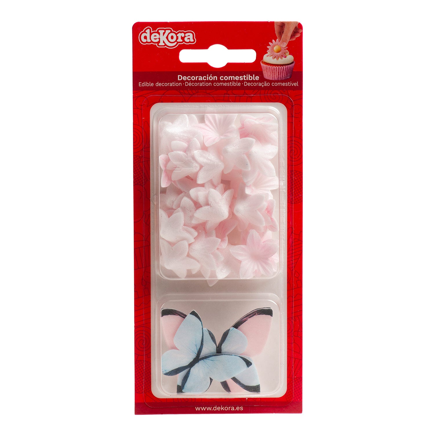 BLISTER MINI FLEURS ROSE ET PAPILLONS ROSE ET BLEU AZYME