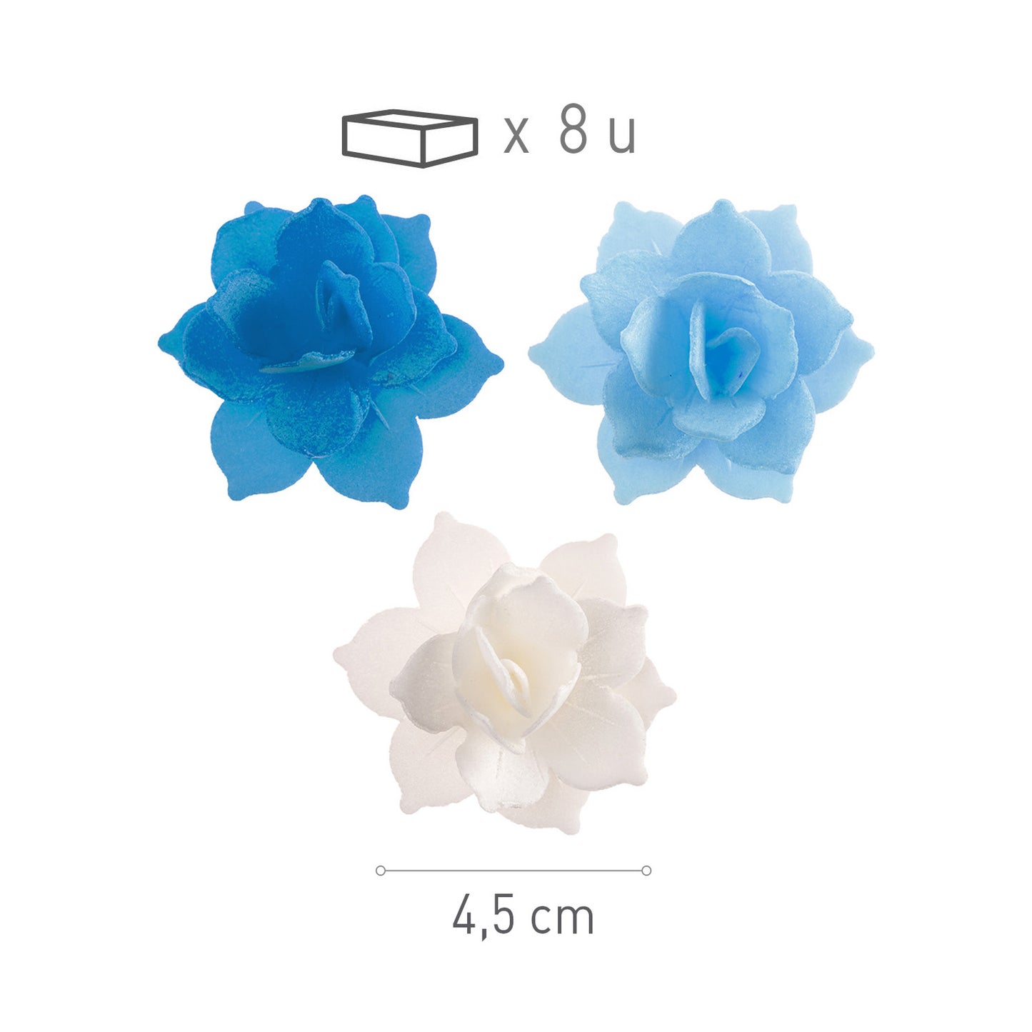 8 MINI NENUFAR OBLEA AZUL 4,5CM