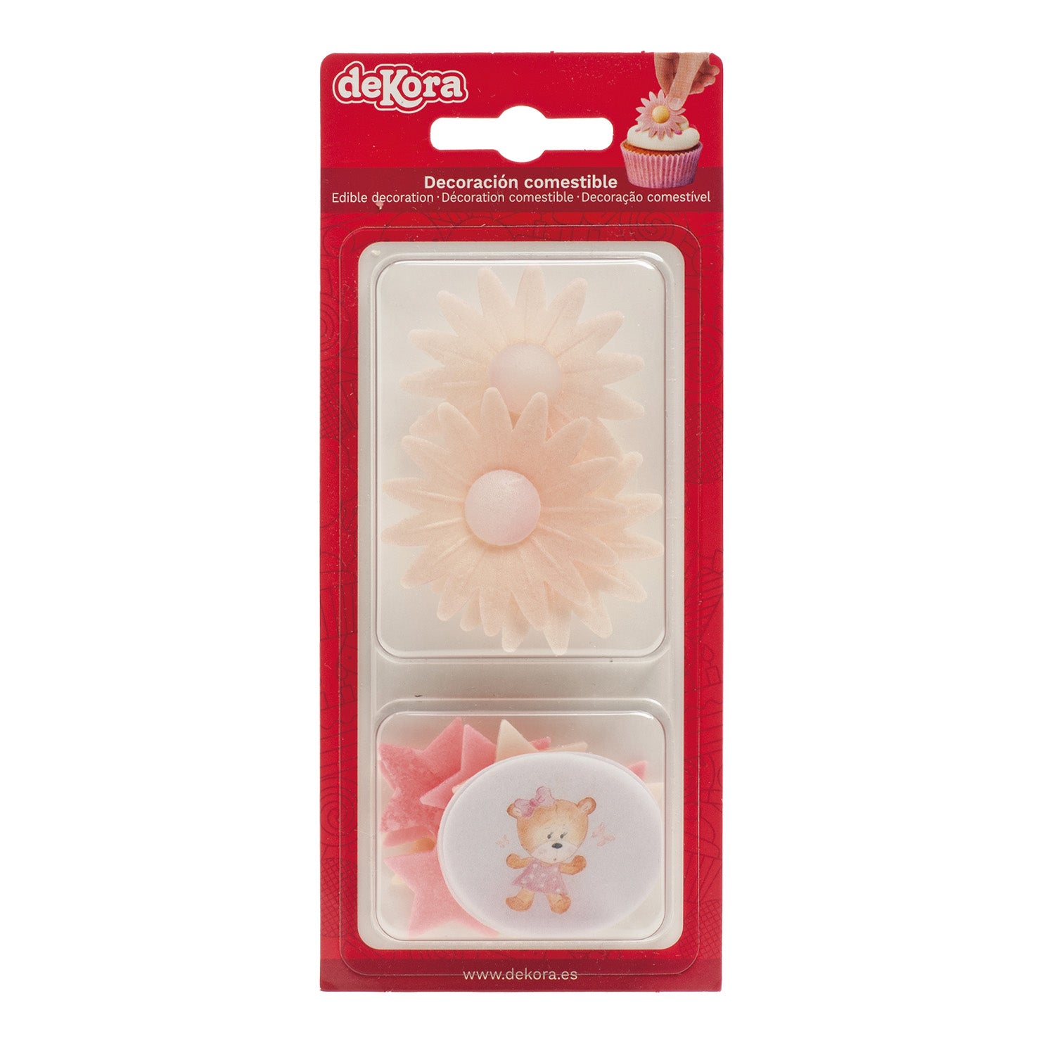 BLISTER SURTIDO DE OBLEA MARGARITAS Y ESTRELLAS BEBÉ ROSA