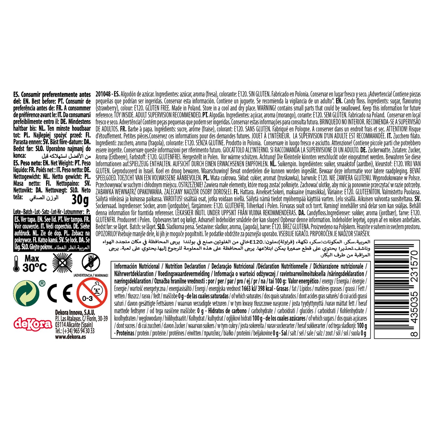 BARBE À PAPA AVEC AUTOCOLLANT LICORNE 30 GR
