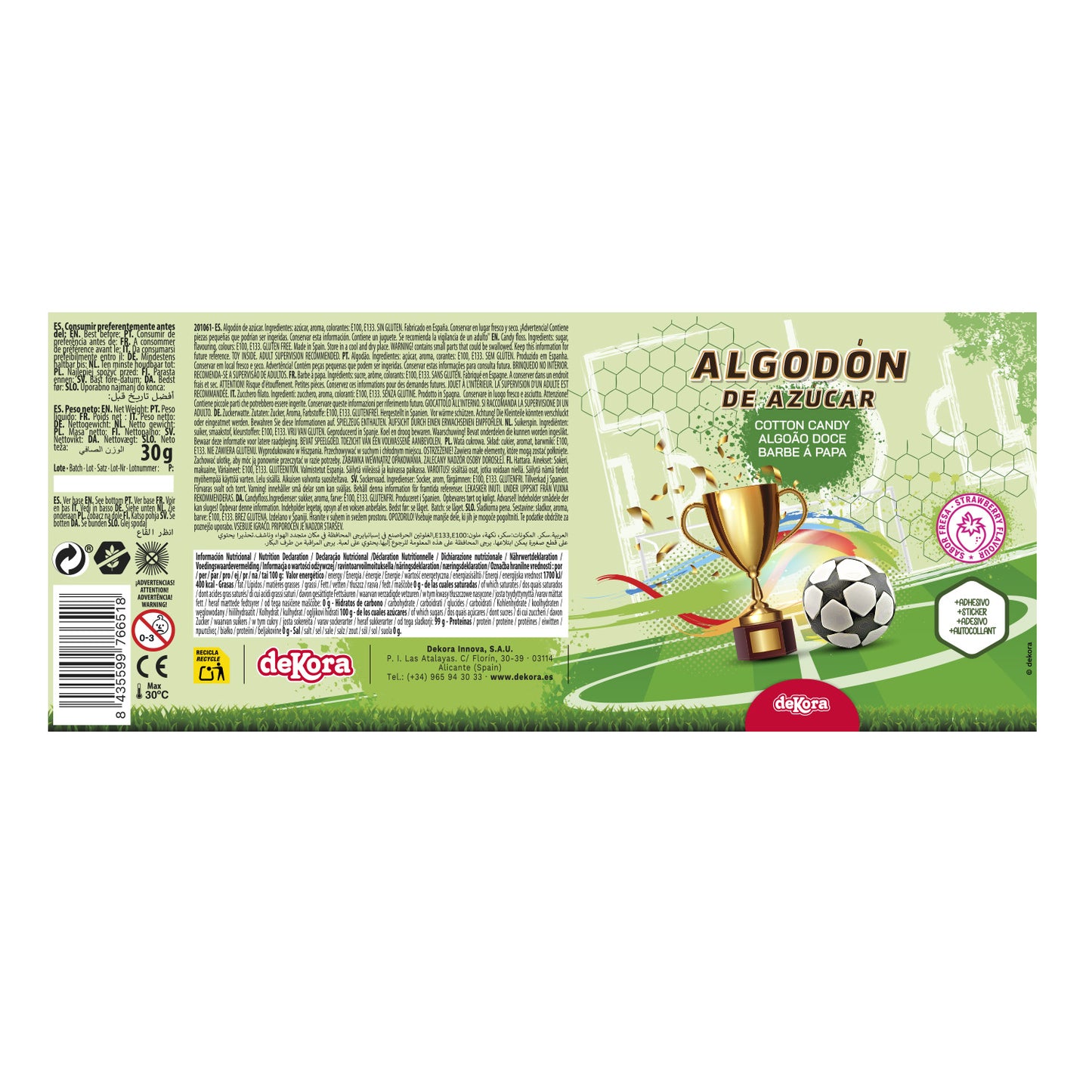 ZUCCHERO FILATO CON ADESIVO CALCIO 30GR