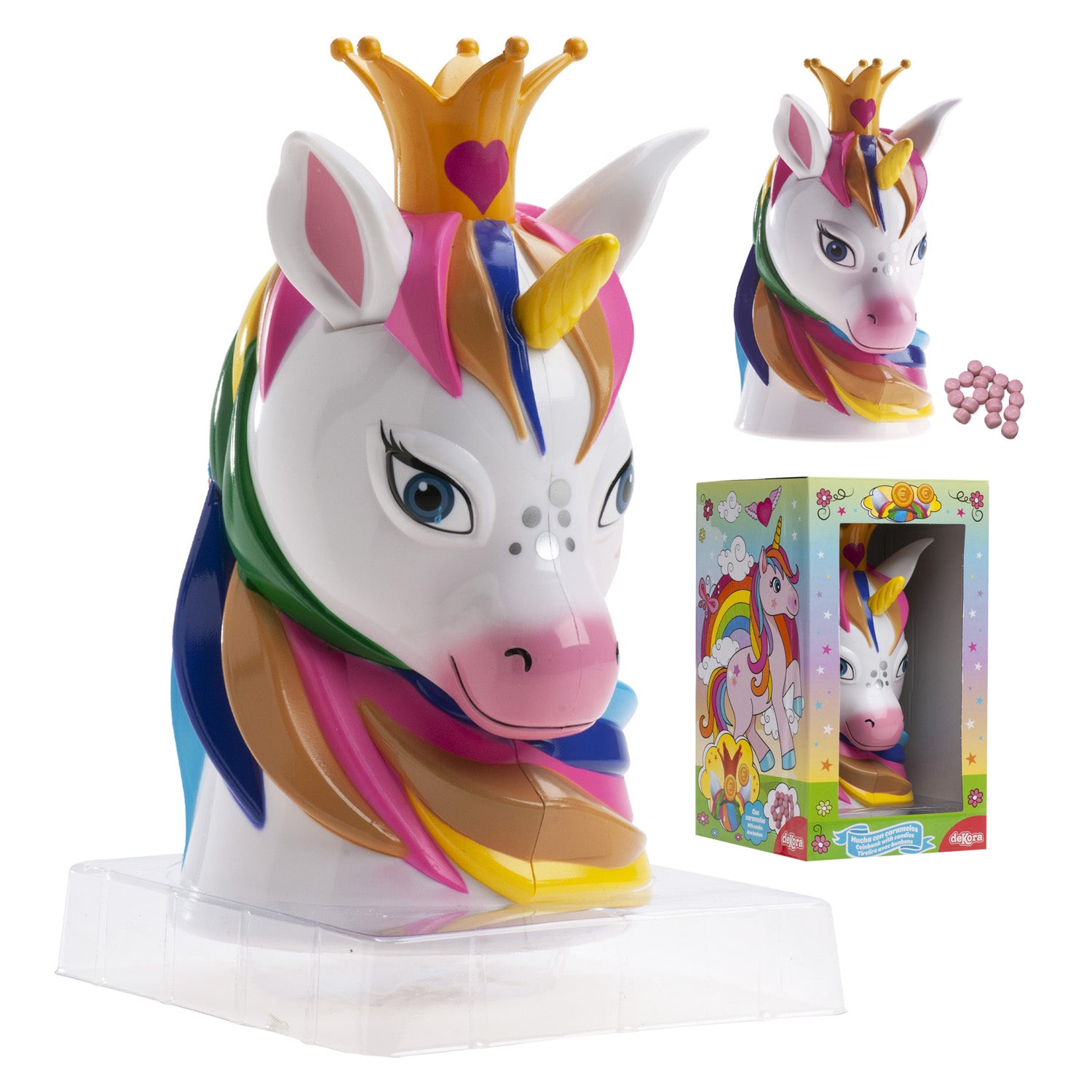 SALVADANAIO UNICORNO CON CARAMELLE 30G