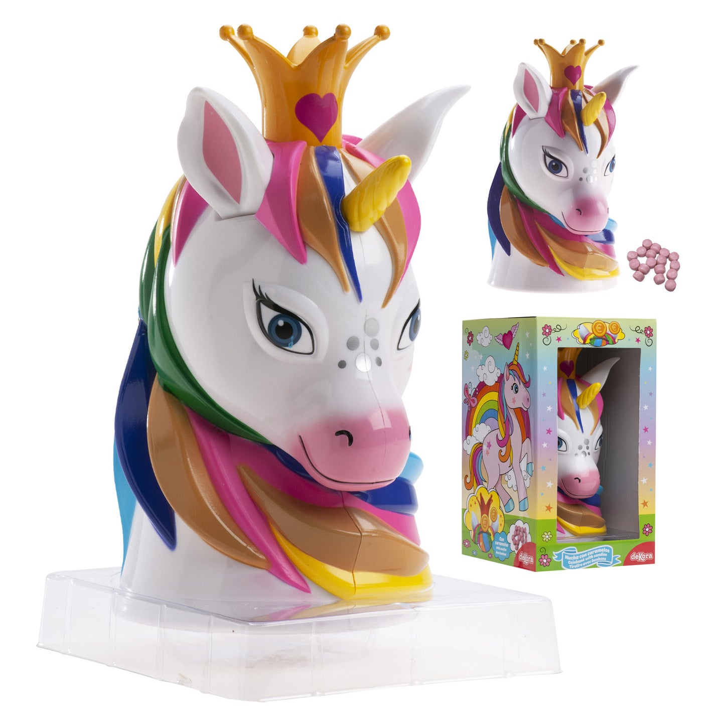 SALVADANAIO UNICORNO CON CARAMELLE 30G