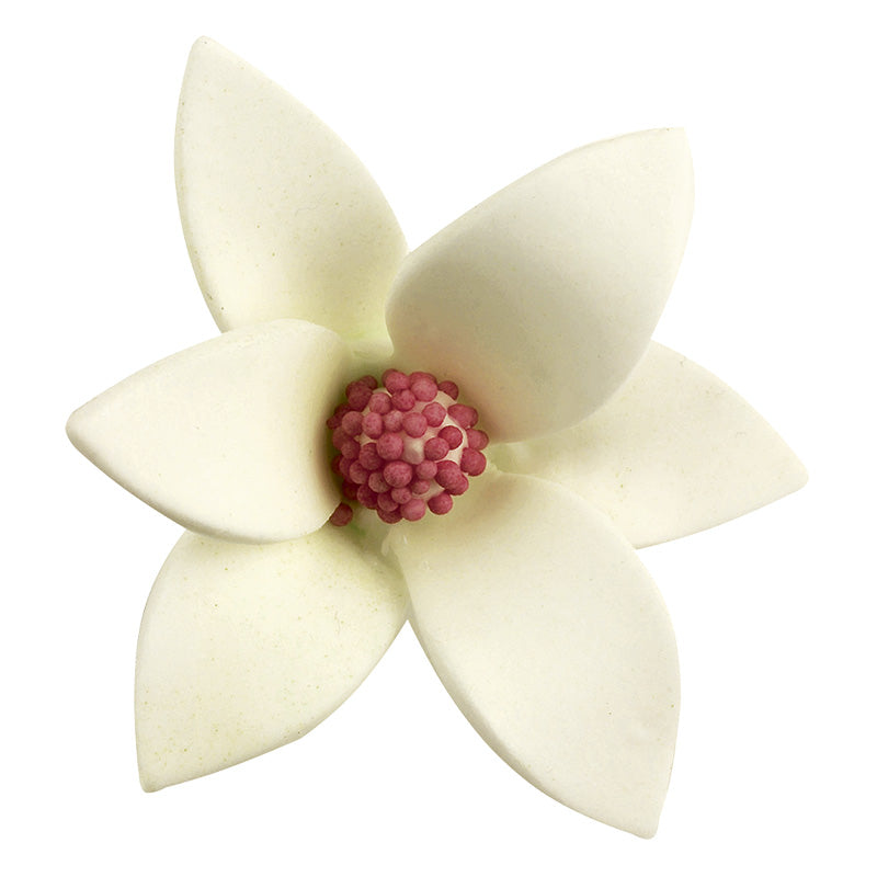 48 FLORES DE AZÚCAR BLANCAS CON CENTRO DE COLOR 6 x 2,5 CM