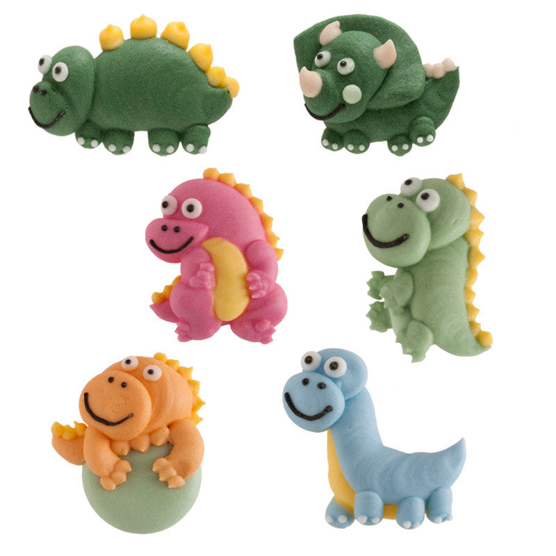 DECORATION SUGAR 2D DINOSAURS 3X3CM