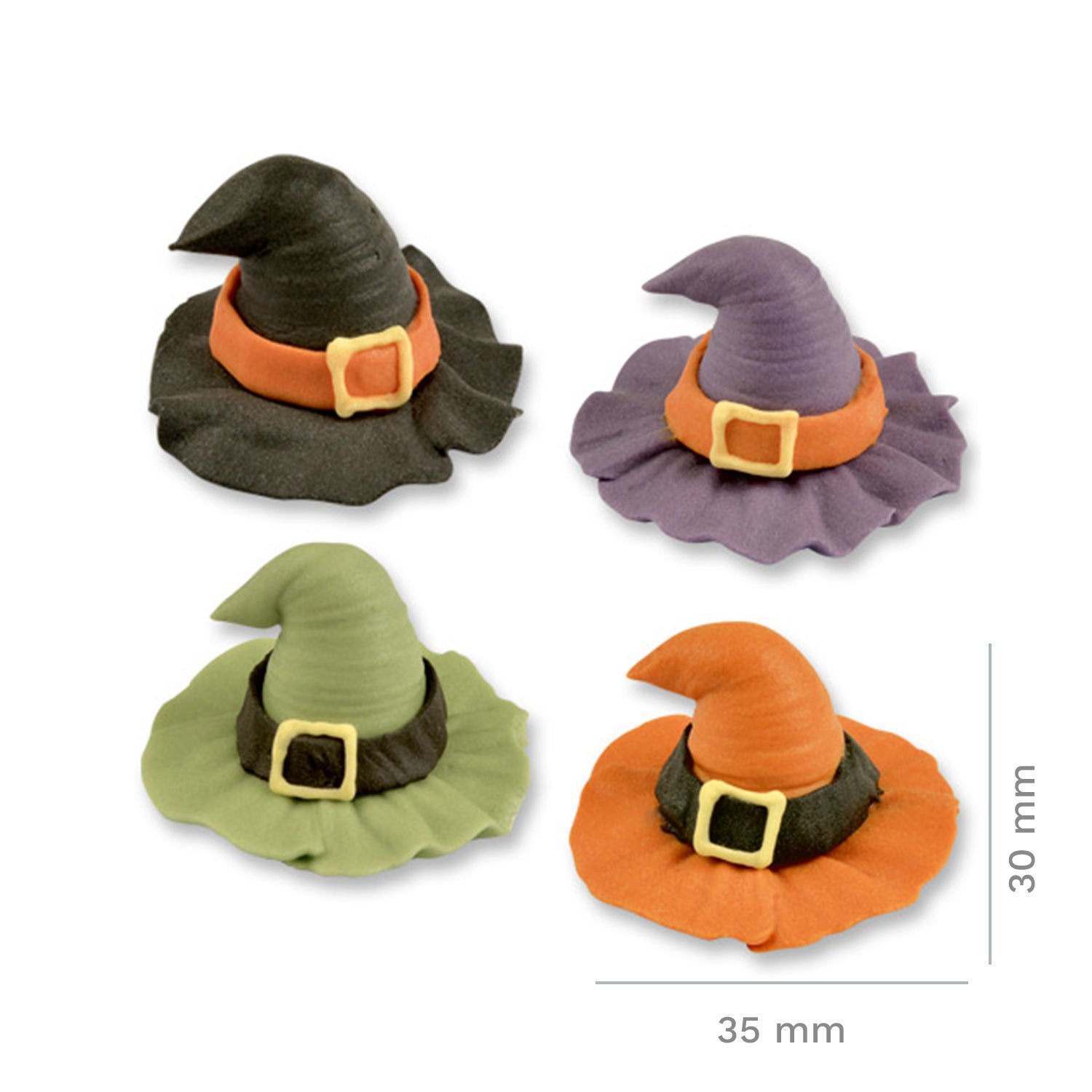 DECORACIÓN AZÚCAR 3D SOMBREROS DE BRUJA 35X25MM
