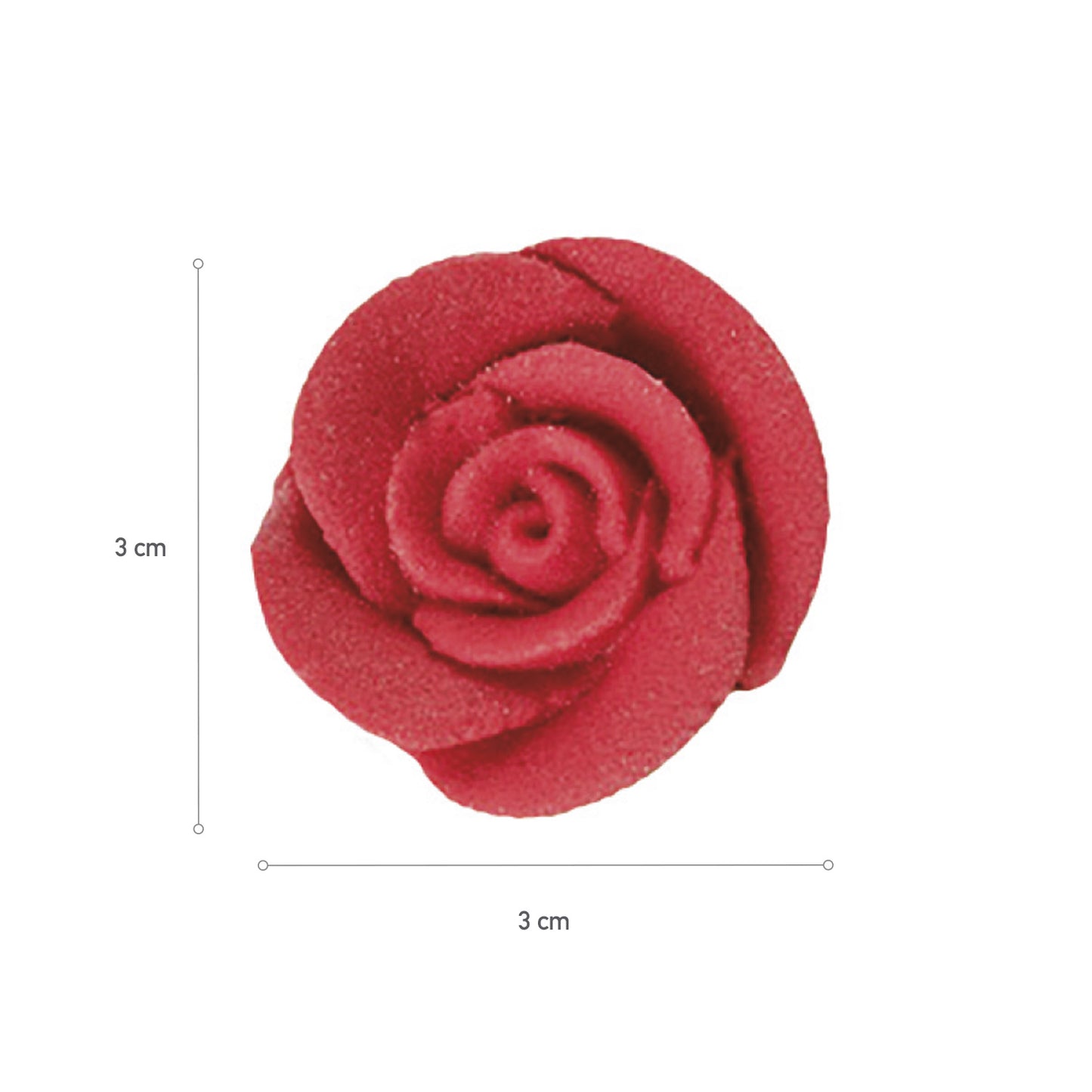 ROSE COMESTIBLE EN SUCRE COULEUR ROUGE Ø 3CM