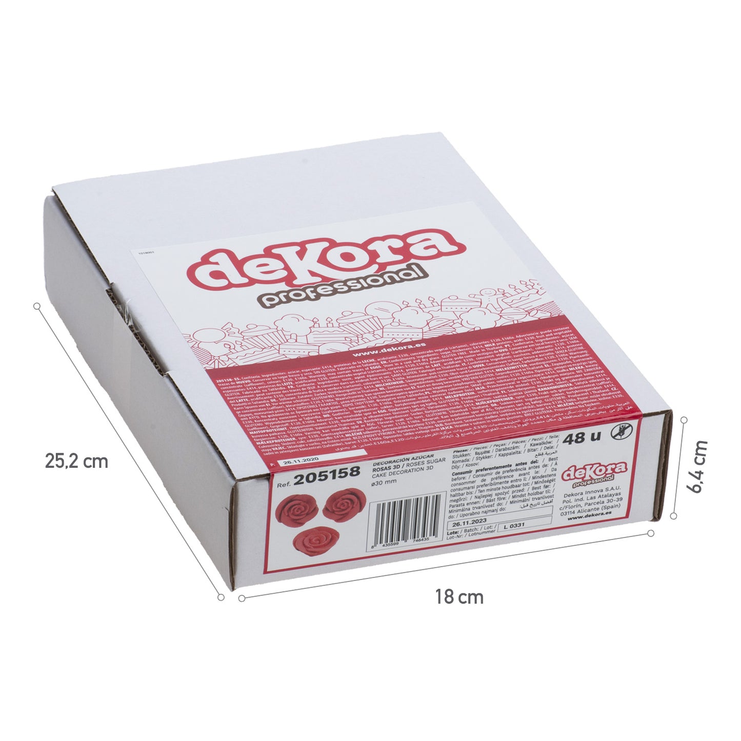 DECORATION SUCRE ROSE COULEUR ROUGE Ø3CM