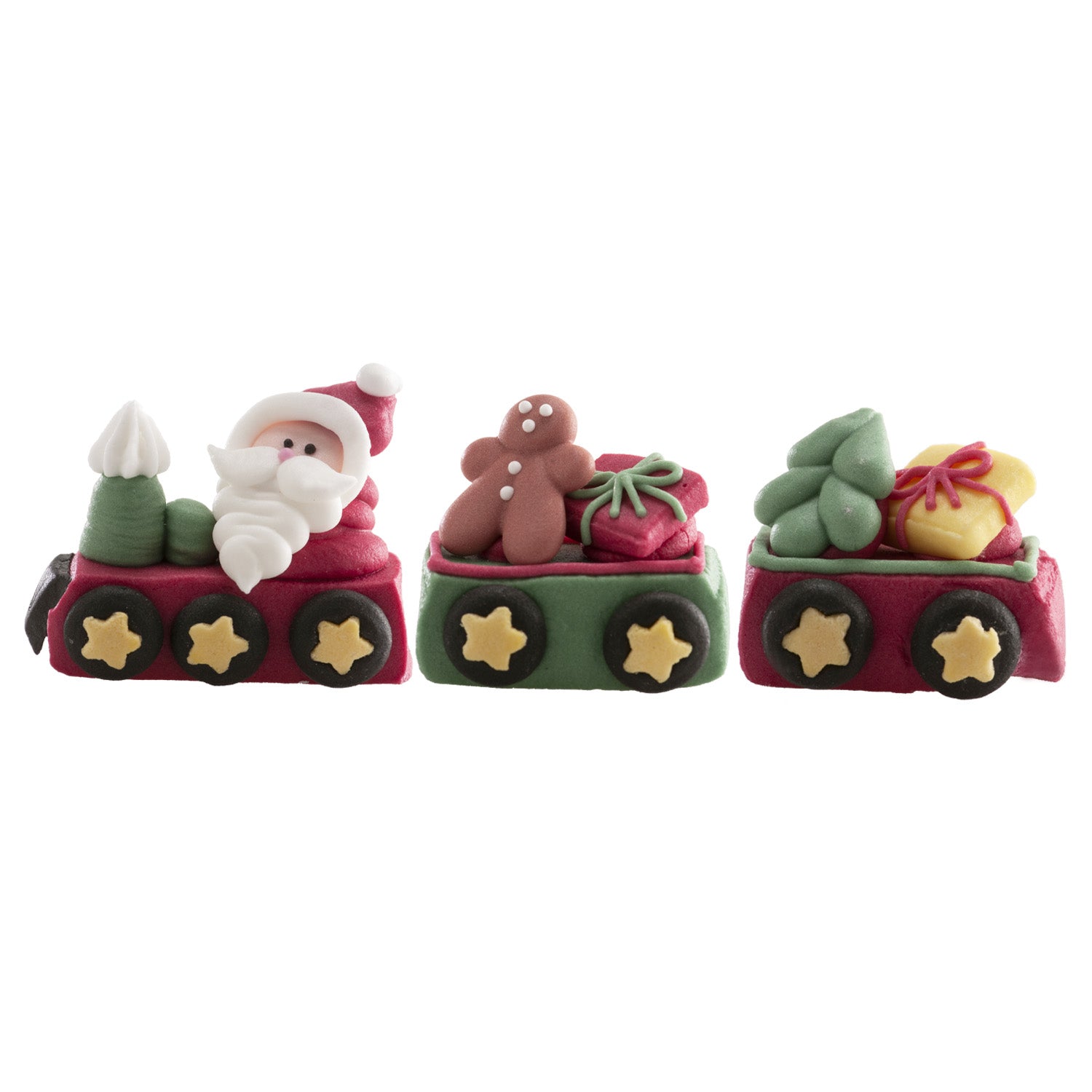 DECORATION EN SUCRE 3D PAPA NOEL AVEC TRAIN 5.2-3.2CM