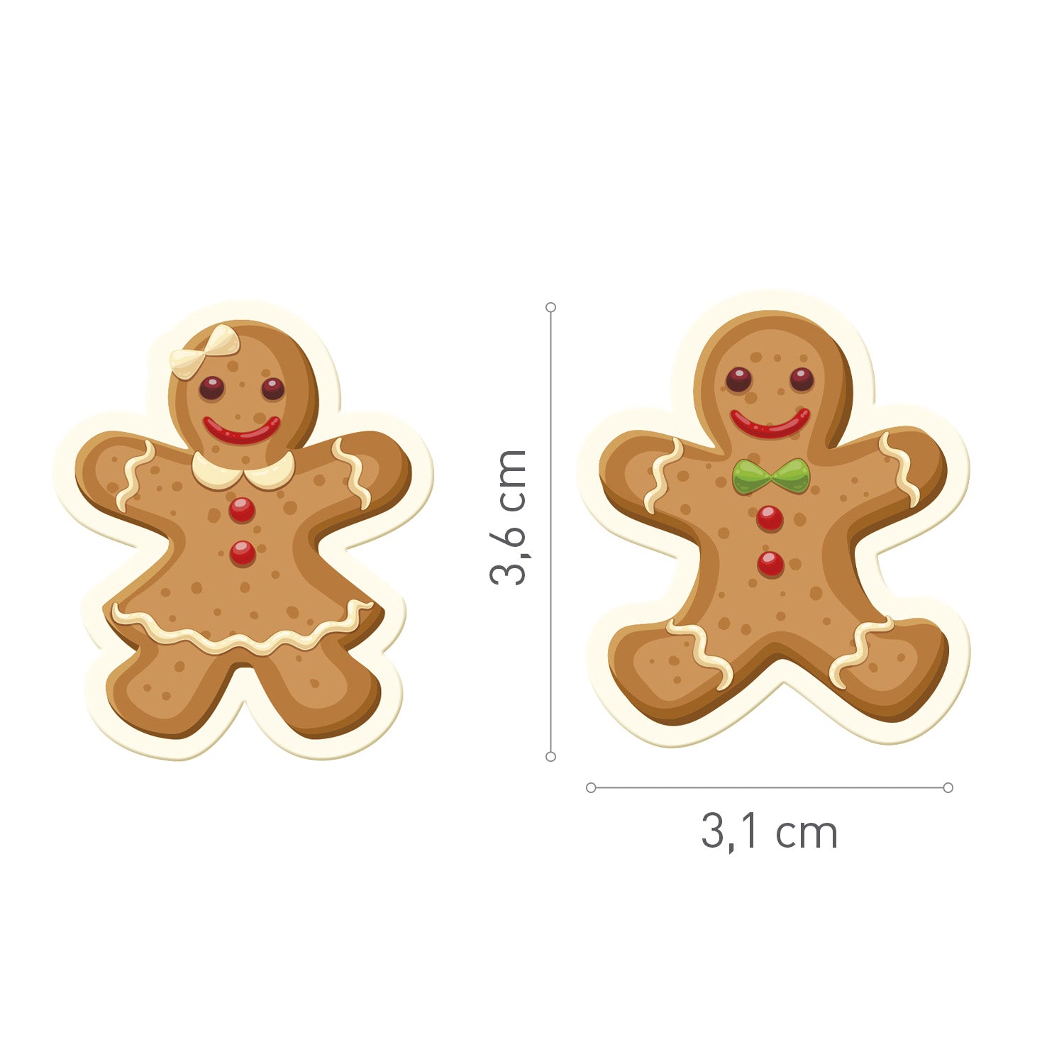 DECORAZIONE IN ZUCCHERO MORBIDO 2D NATALE 18 MODELLI 3.1 X 3.6 CM