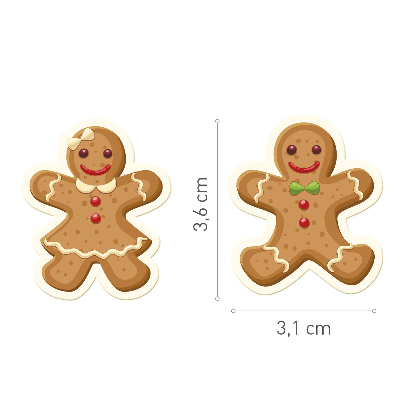 DECORAZIONE IN ZUCCHERO MORBIDO 2D NATALE 18 MODELLI 3.1 X 3.6 CM