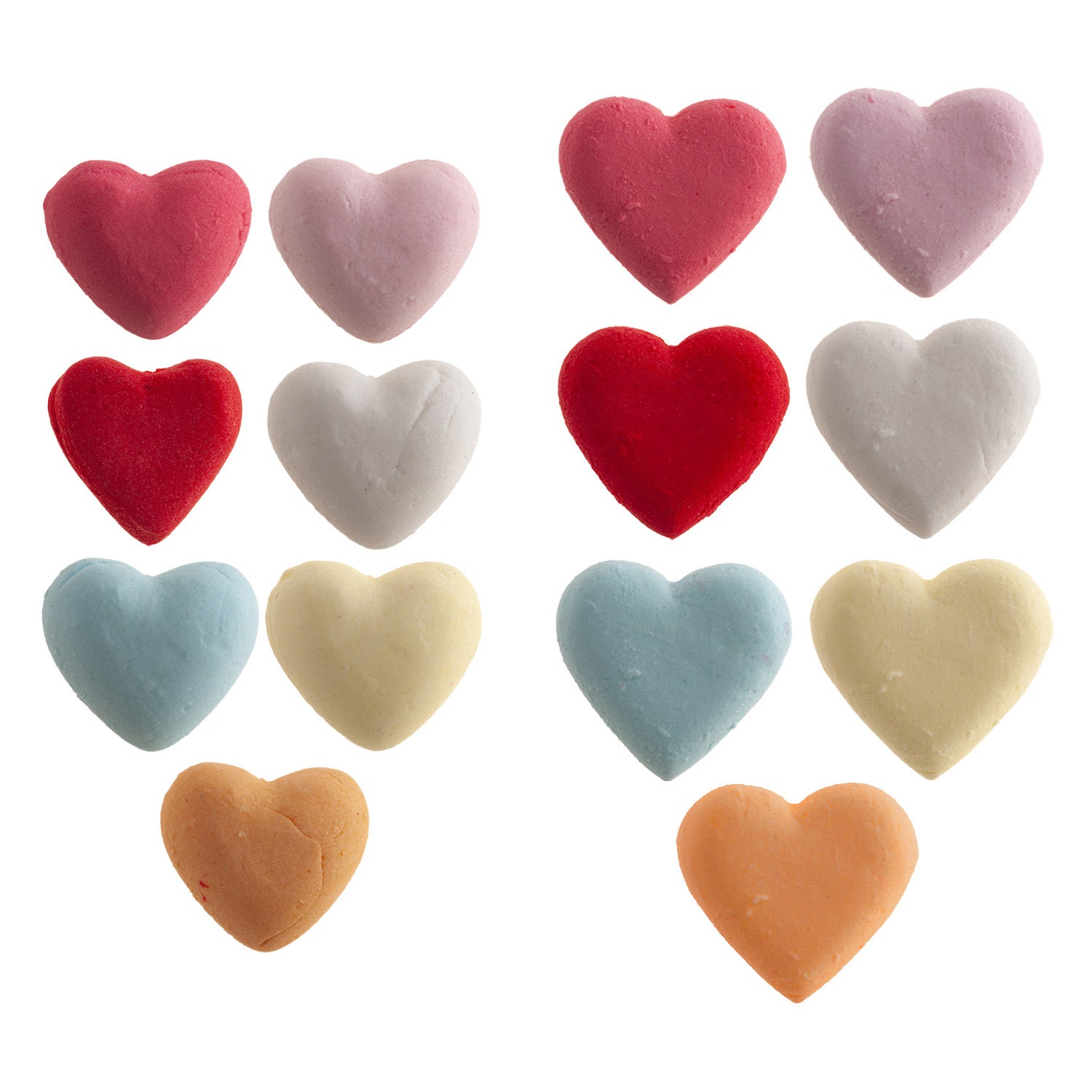 SUGAR HEARTS 2 SIZES 7 COLORS 2,5CM - 2CM