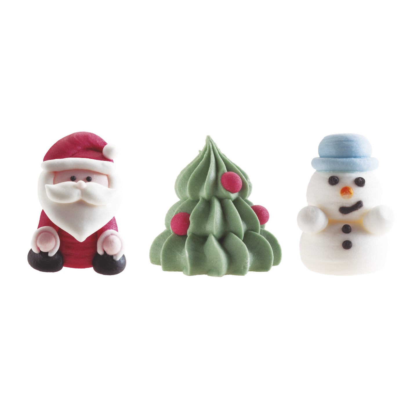 DECORATION SUCRE 3D PAPA NOEL, SAPIN ET BONHOMME DE NEIGE 3~4.5CM