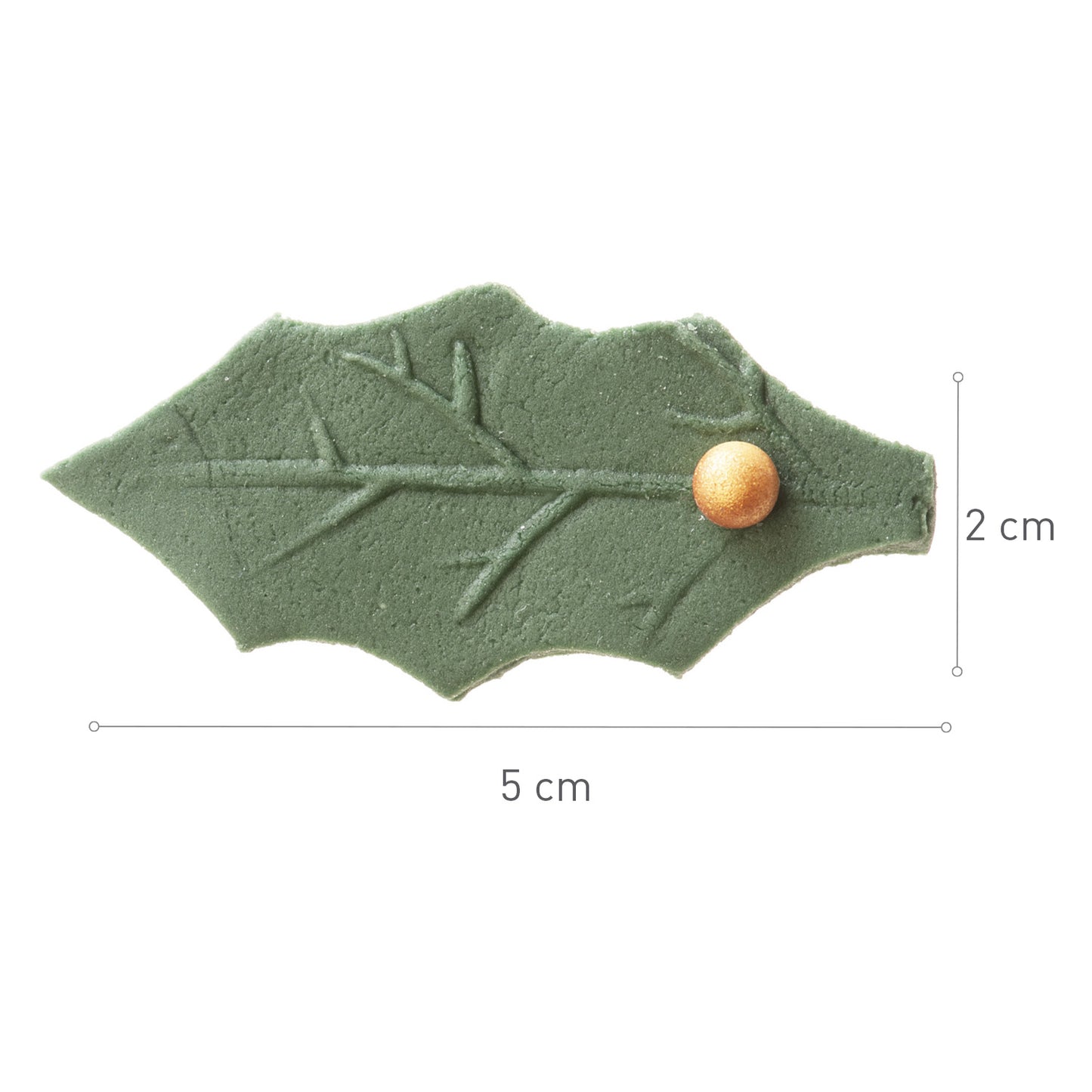 DECORATION EN SUCRE FEUILLE D' HOUX ET BOULE D’OR 5X2CM