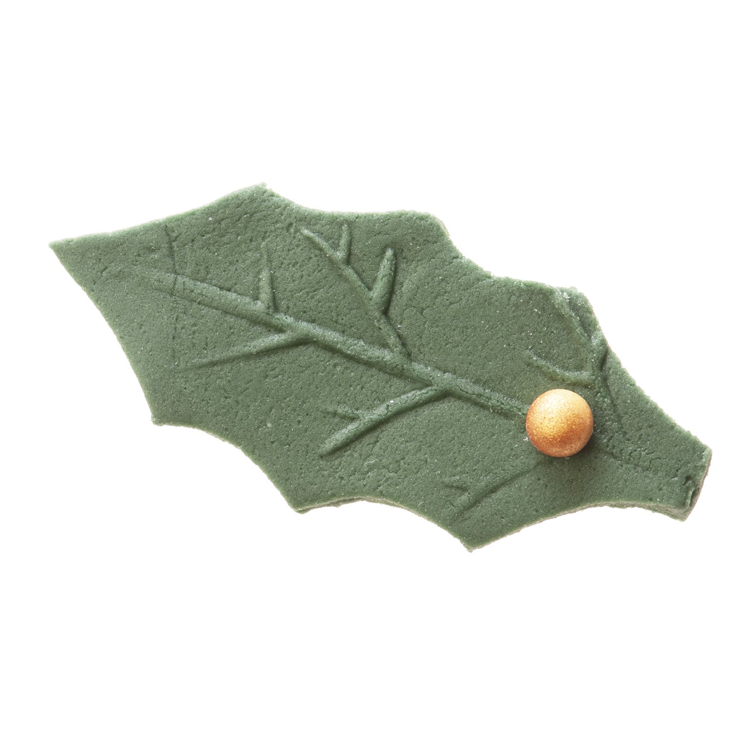 SUGAR DECORATION 2D HOLLY LEAF AND GOLD 5X2CM