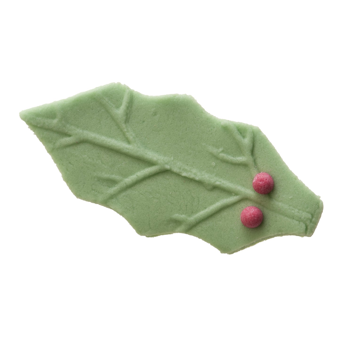 DECORATION SUCRE FEUILLE D' HOUX ET BOULE ROUGE 4X1.5CM