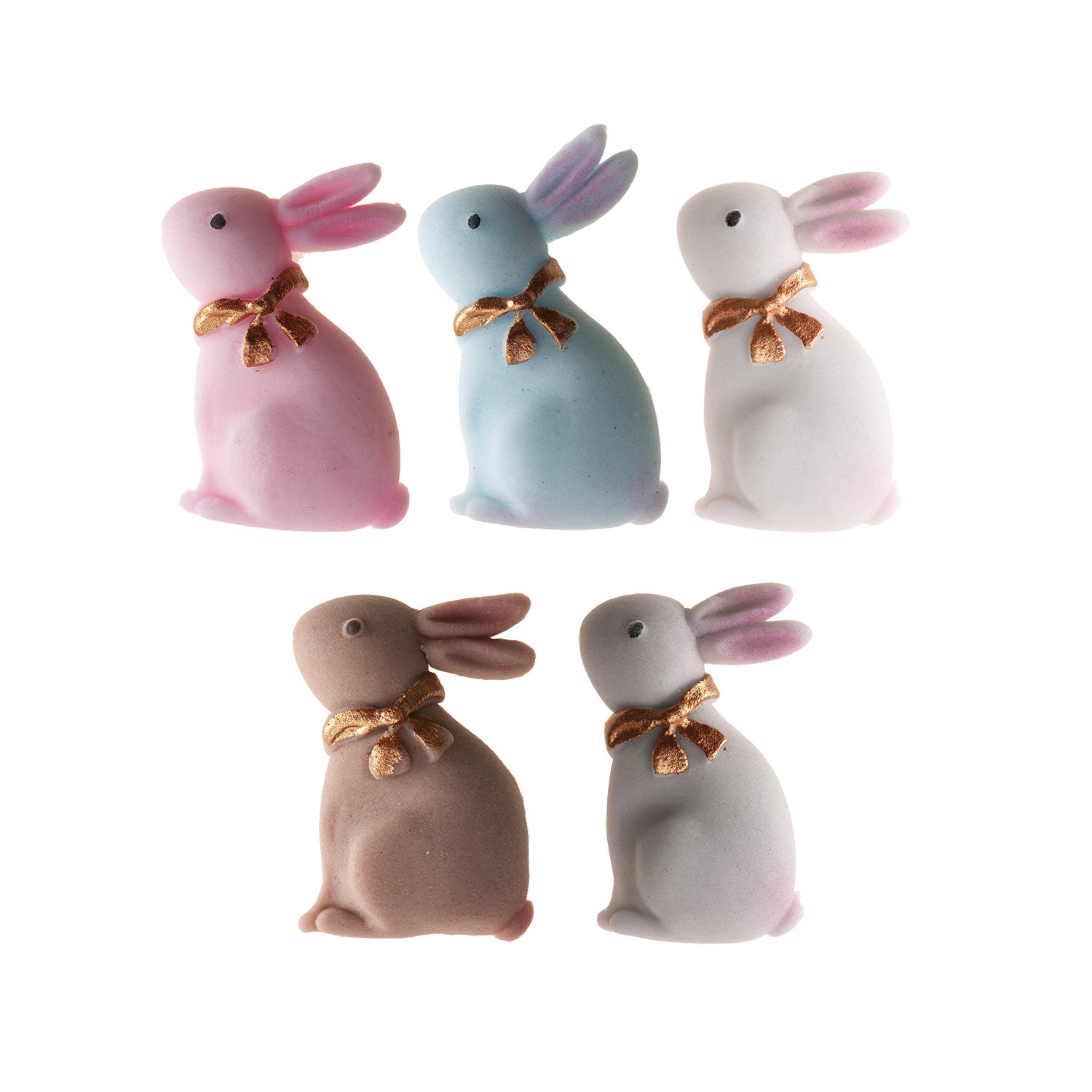 DECORACTION EN SUCRE LAPINS 5 COULEURS 4CM