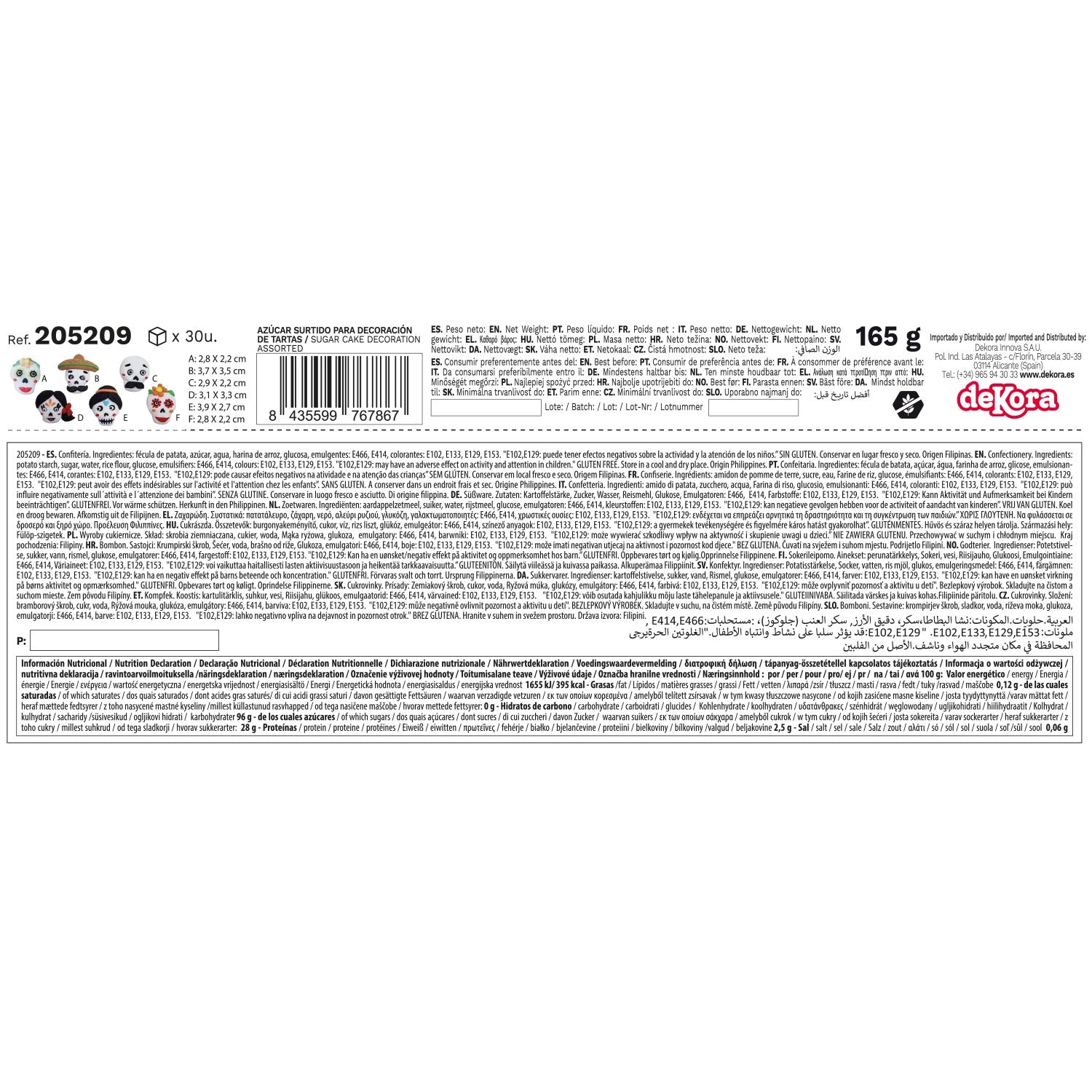 DECORATION SUCRE 2D CRÂNES 6 DESSINS 3,7X2,5CM