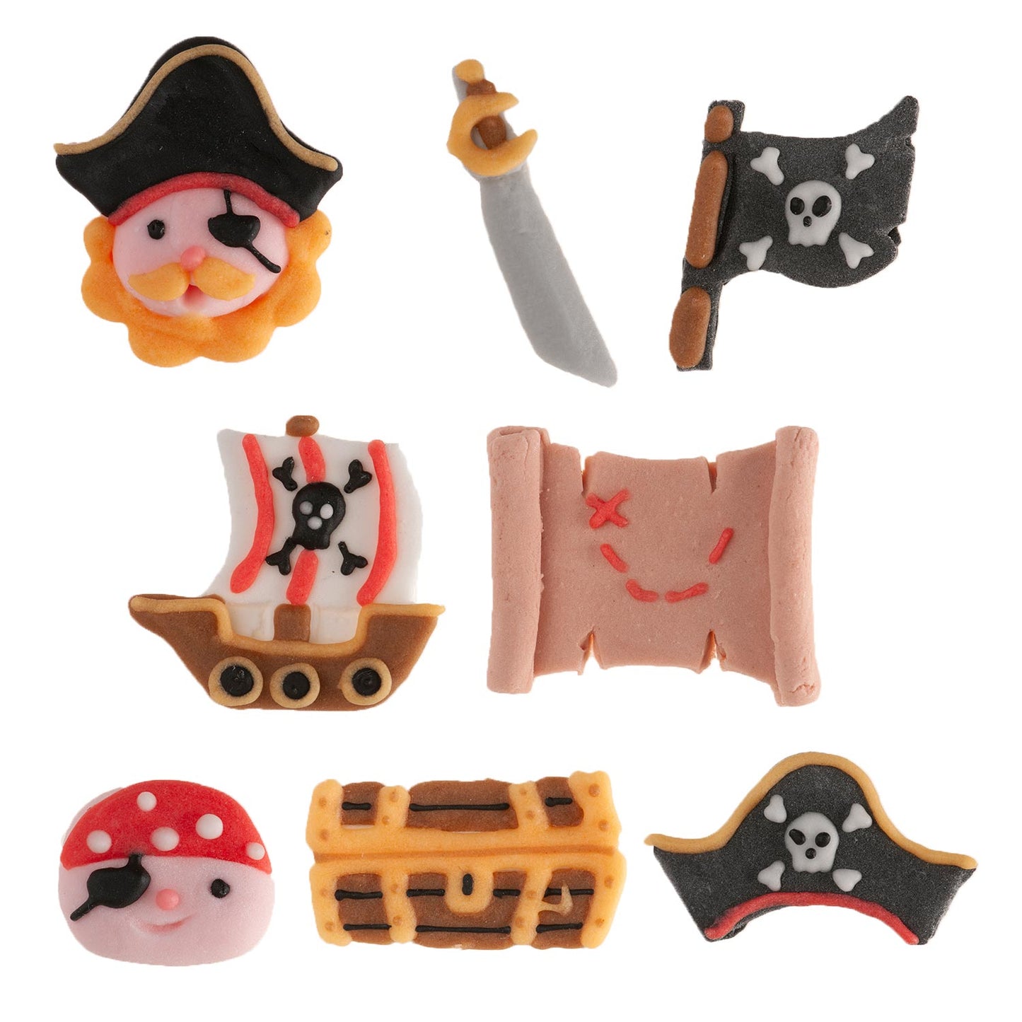 ZUCCHERO DECORAZIONE PIRATI 8 DISEGNI
