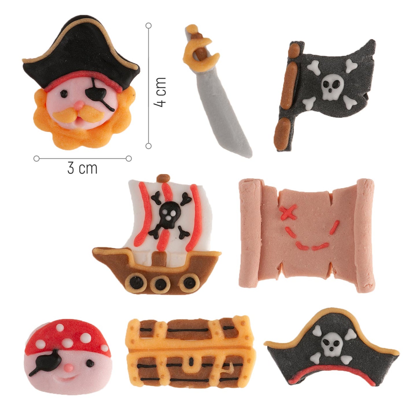 ZUCCHERO DECORAZIONE PIRATI 8 DISEGNI