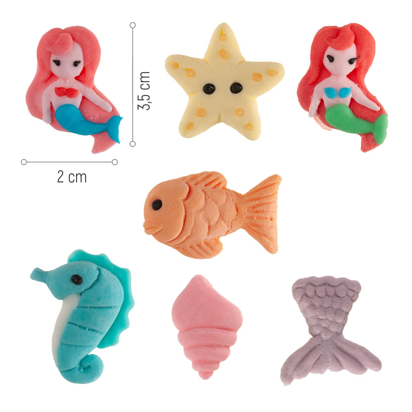 DECORATION SUCRE 2D SIRENES 7 DESSINS