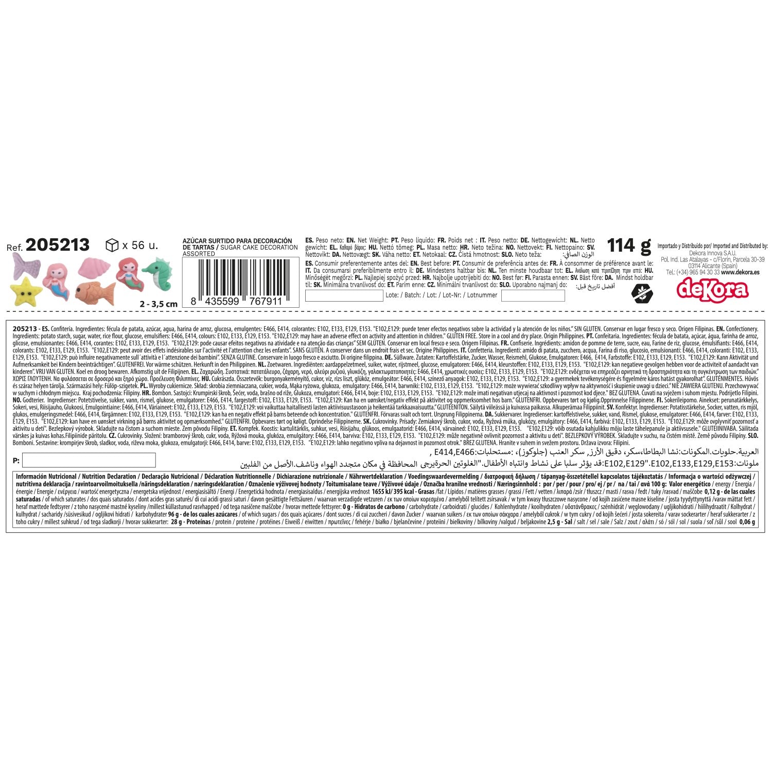 DECORATION SUCRE 2D SIRENES 7 DESSINS