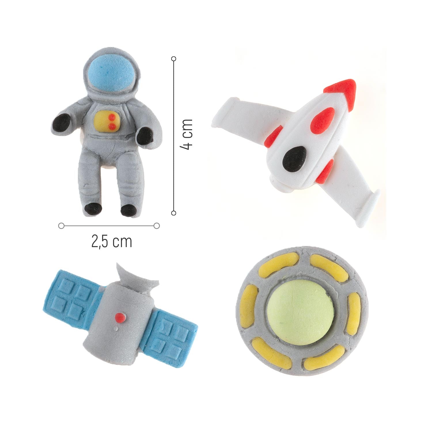 DECORACIÓN AZÚCAR ASTRONAUTA Y ESPACIO 4 DISEÑOS