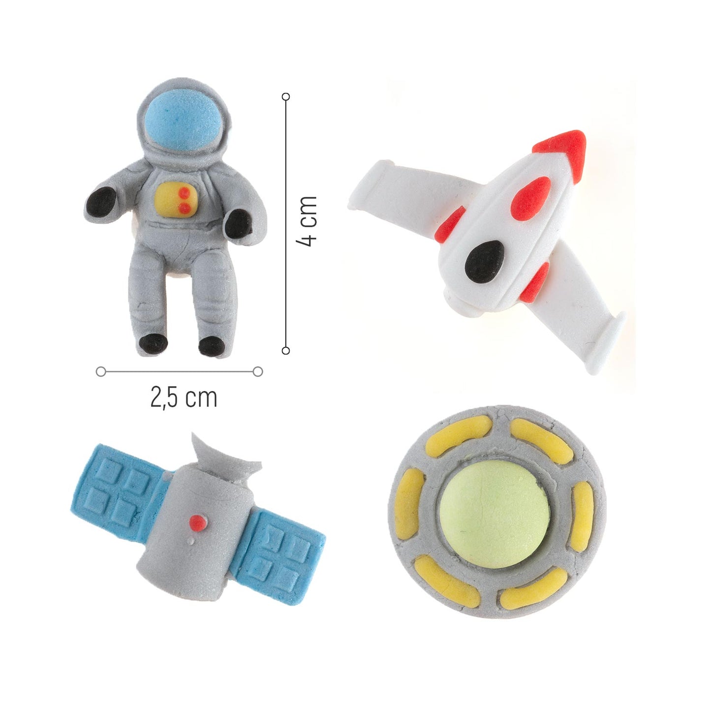 DECORACIÓN AZÚCAR ASTRONAUTA Y ESPACIO 4 DISEÑOS