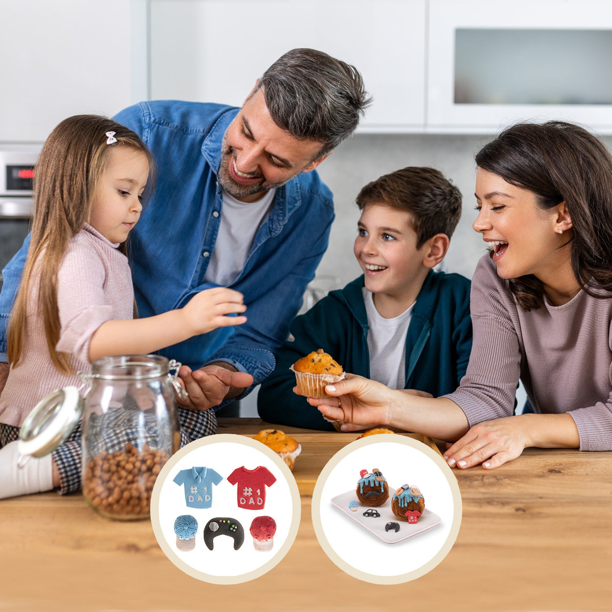 DECORAZIONE DI ZUCCHERO 2D ASSORTIMENTO YOUNG DAD 5 MODELLI 48 UNITÀ