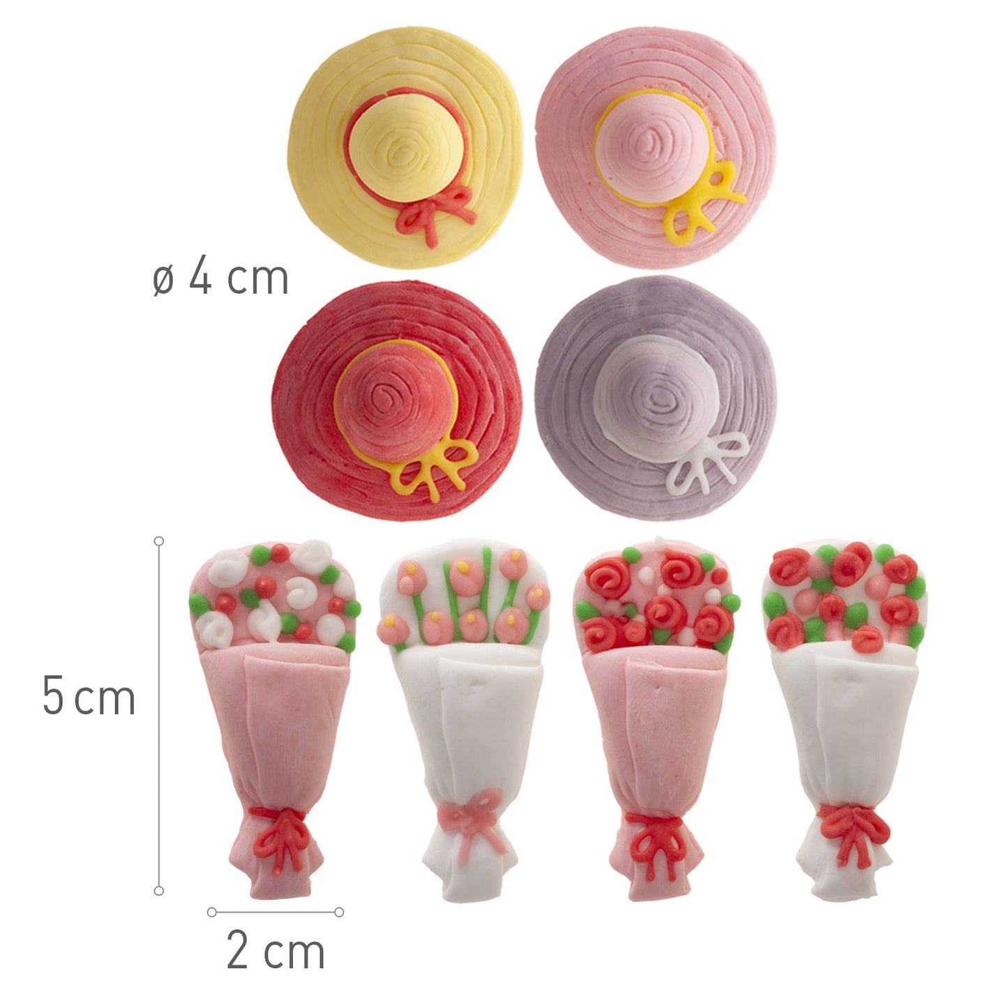 SUGAR DECORATION BOUQUETS AND HAT 8 DESIGNS