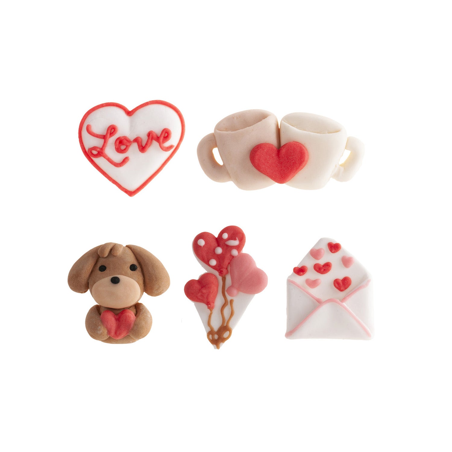 ASSORTIMENT DE DECORATIONS EN SUCRE 2D TENDRE 5 MOTIFS