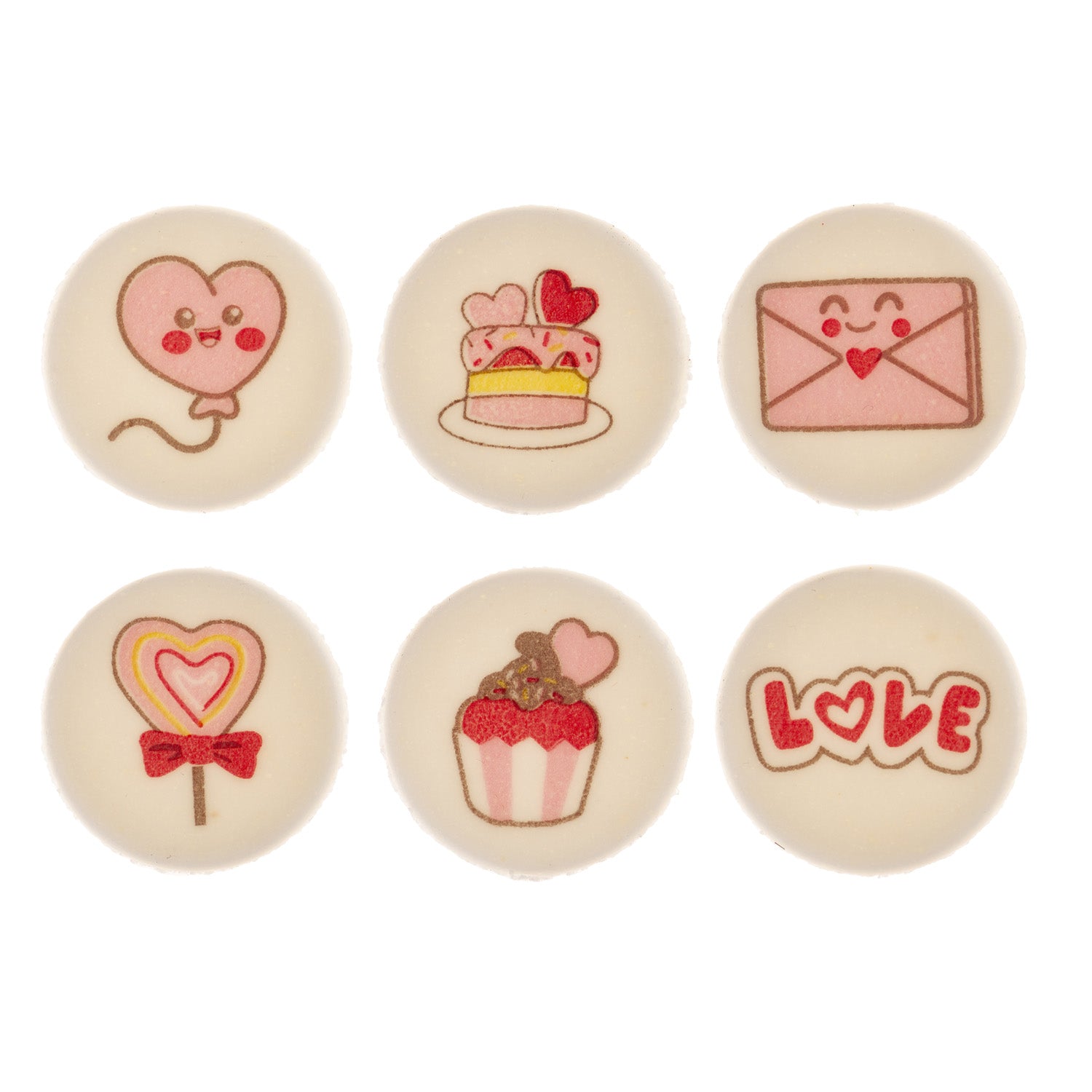 DECORACIÓN AZÚCAR SAN VALENTÍN 6 DISEÑOS 30MM