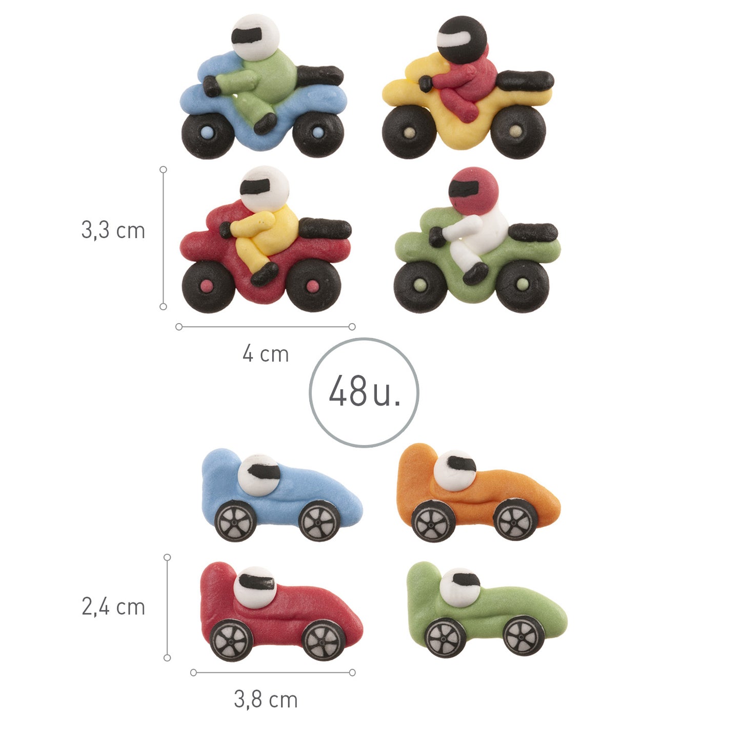 SUGAR DECORATION CARS AND MOTORBIKES 8 DESIGNS