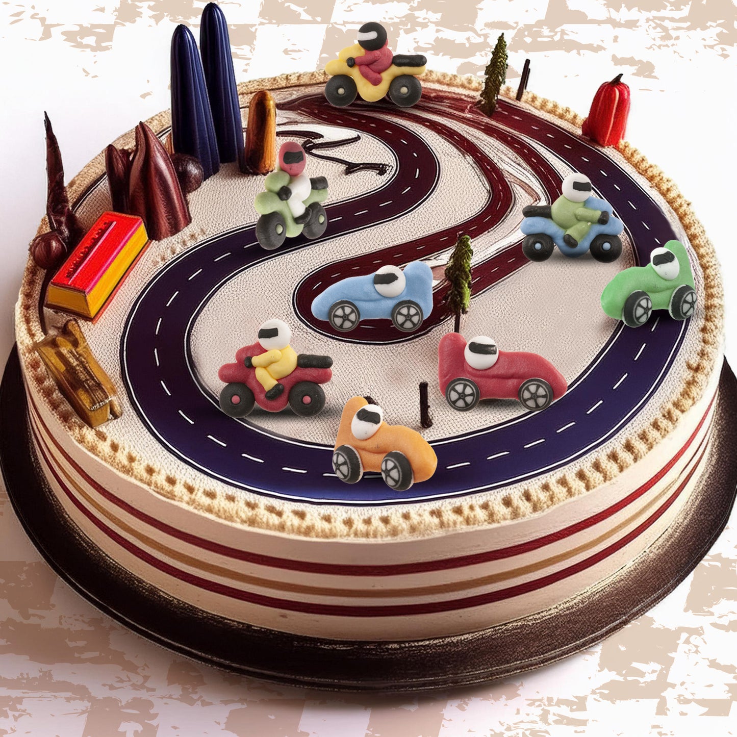 DECORAZIONE DI ZUCCHERO AUTO E MOTO 8 DISEGNI