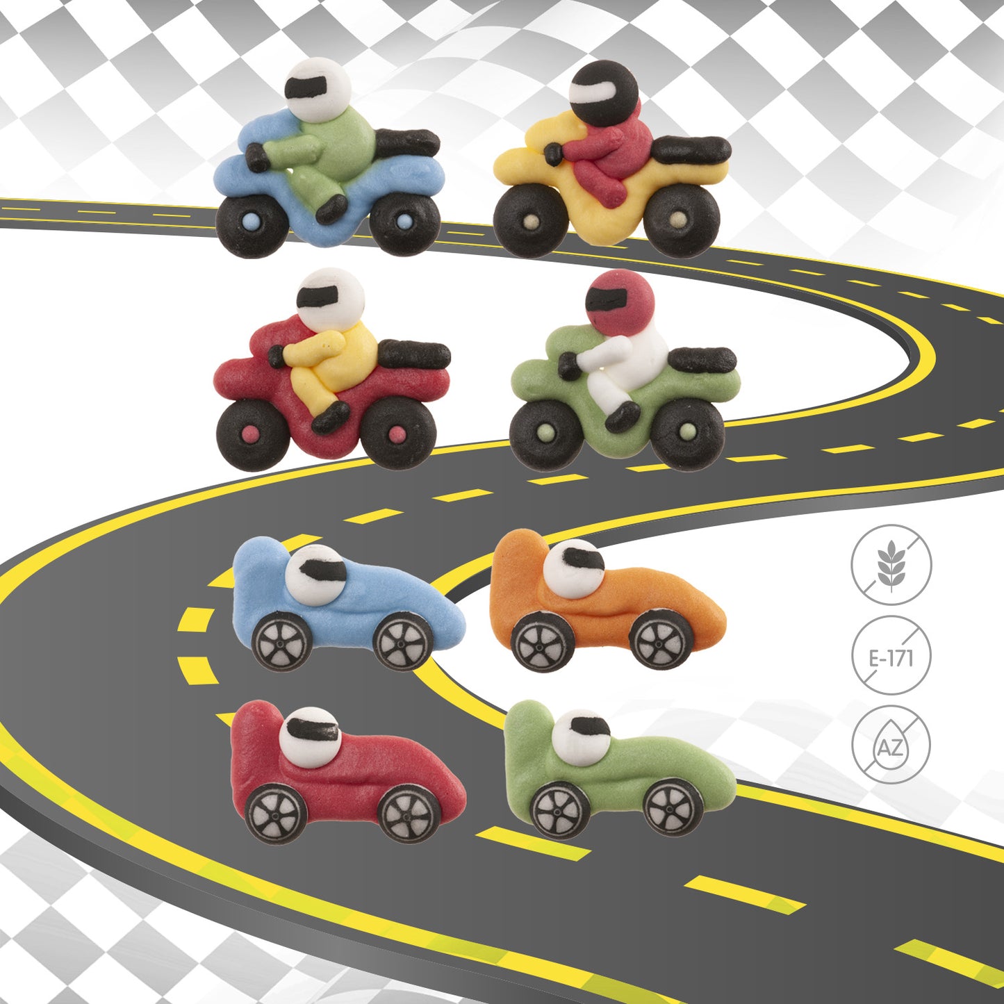 SUGAR DECORATION CARS AND MOTORBIKES 8 DESIGNS
