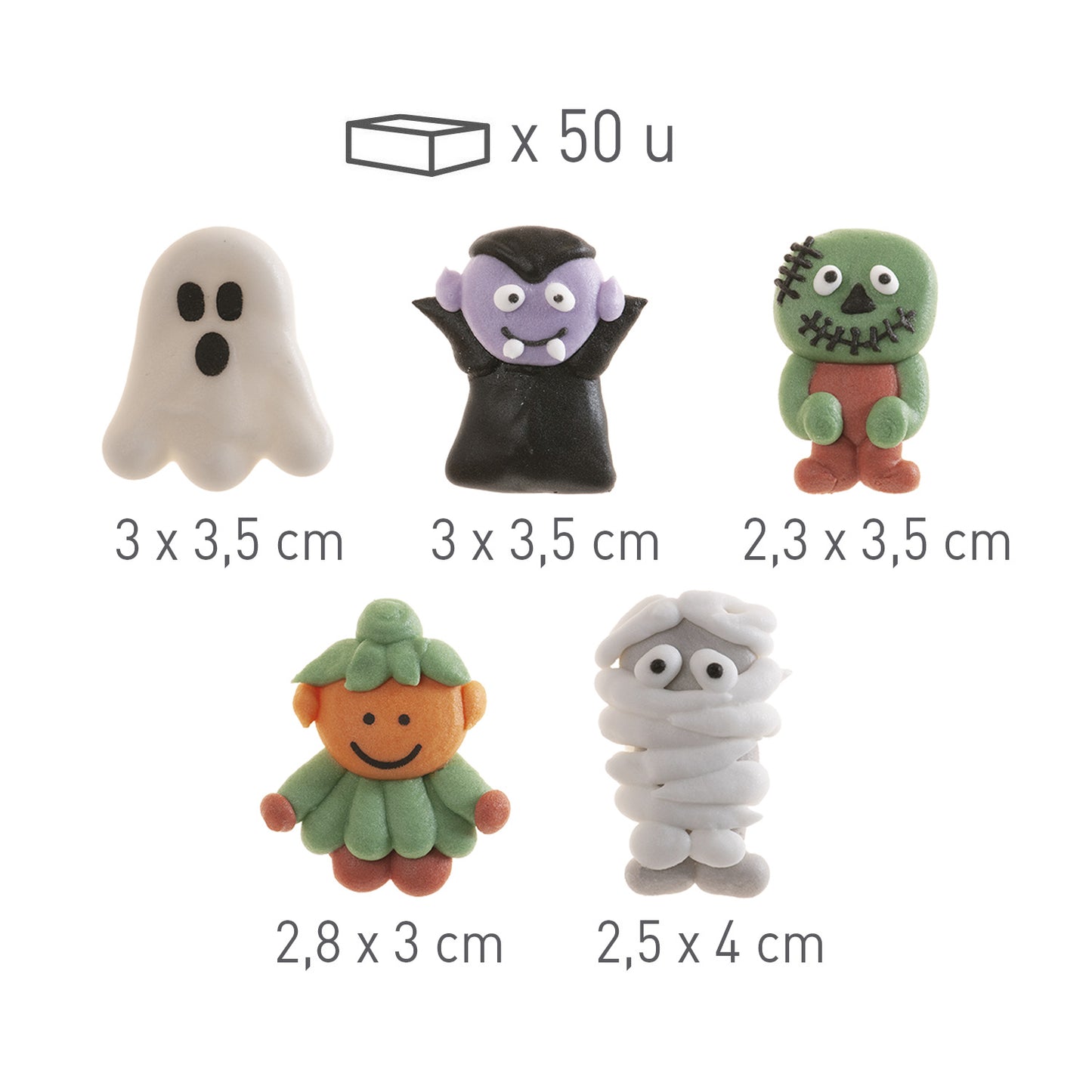 DECORACIÓN AZÚCAR HALLOWEEN 5 MUÑECOS