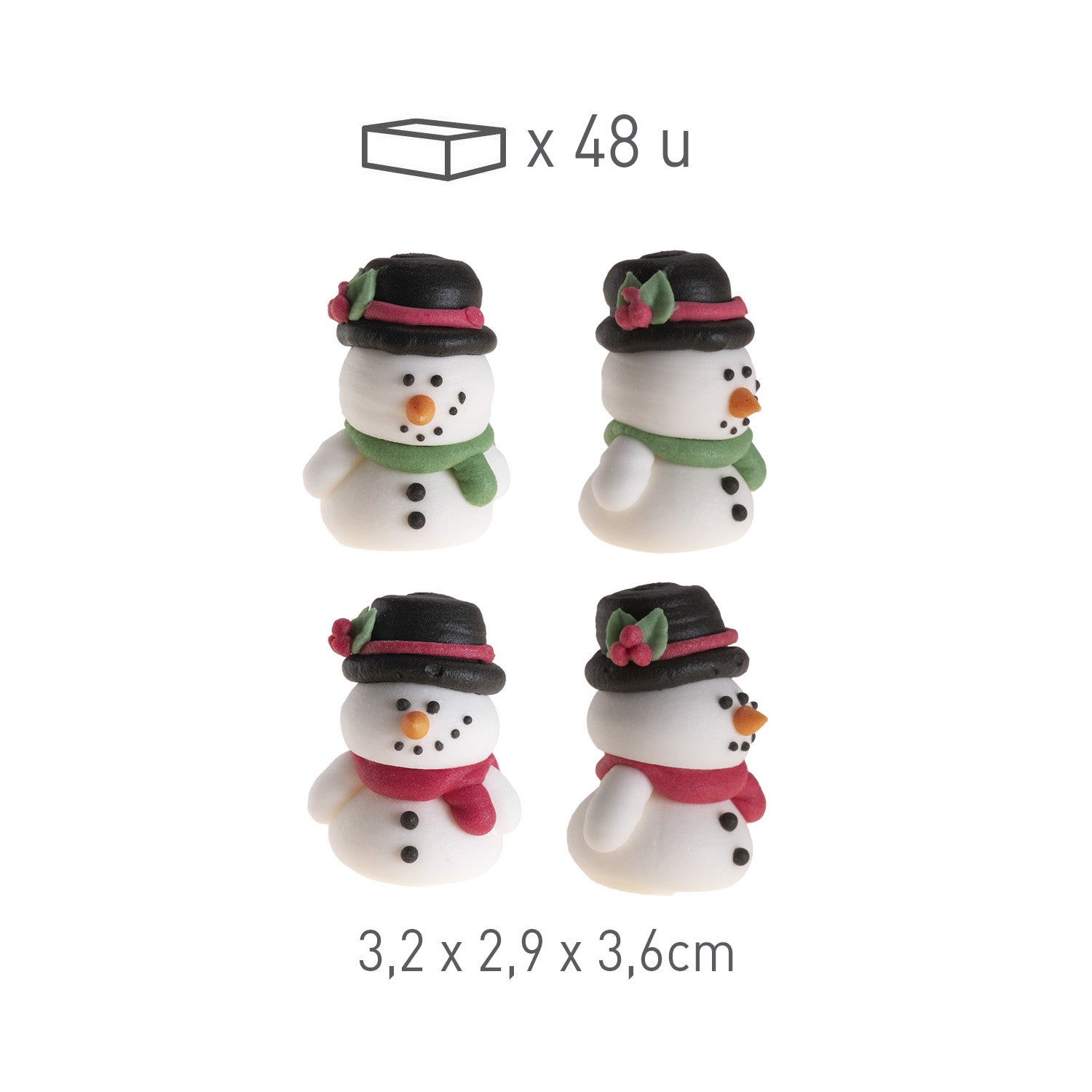 DECORACIÓN AZÚCAR NAVIDAD MUÑECOS DE NIEVE 3D