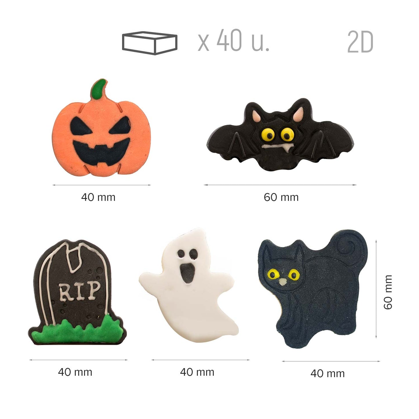 DECORATION EN SUCRE HALLOWEEN 5N MODELES 50X51MM