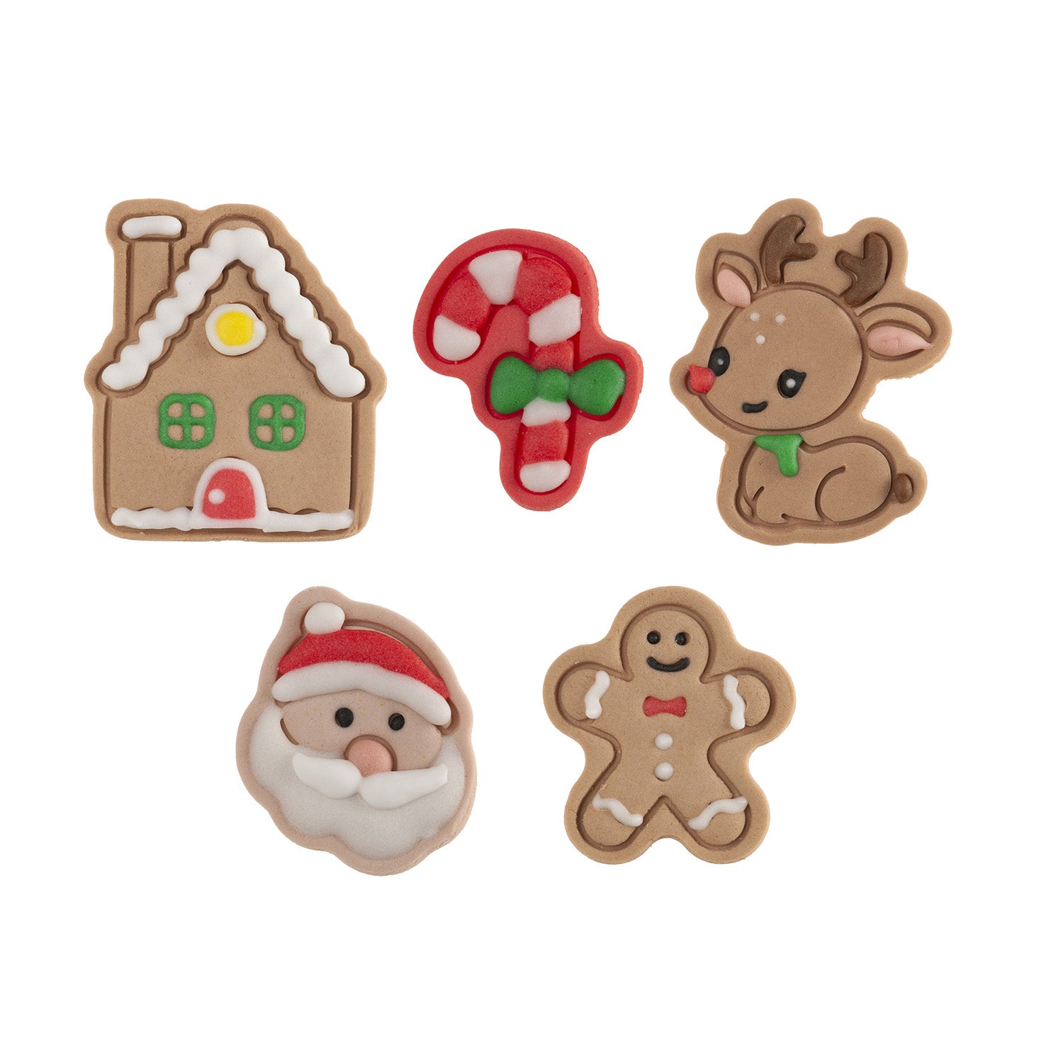 CHRISTMAS SUGAR CAKE DECORATION 5 BROWN DESIGNS