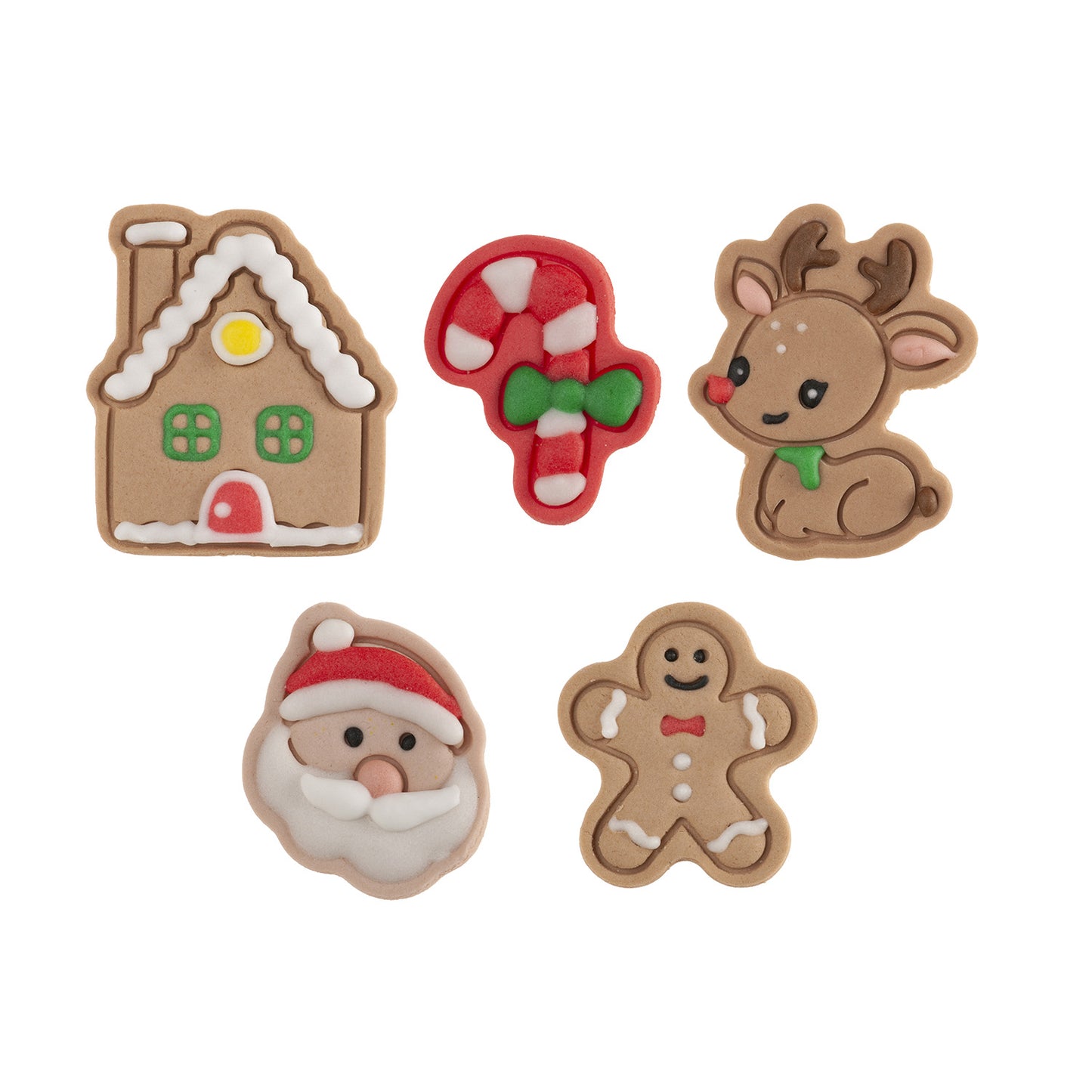 CHRISTMAS SUGAR CAKE DECORATION 5 BROWN DESIGNS