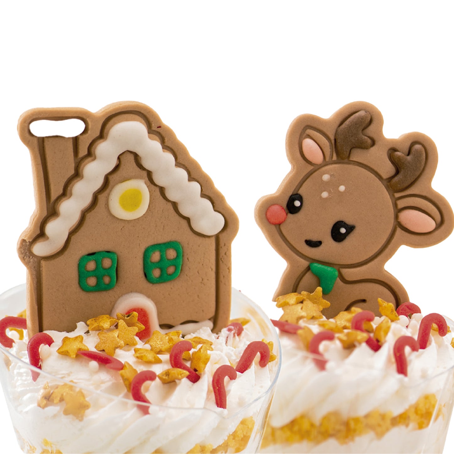 CHRISTMAS SUGAR CAKE DECORATION 5 BROWN DESIGNS