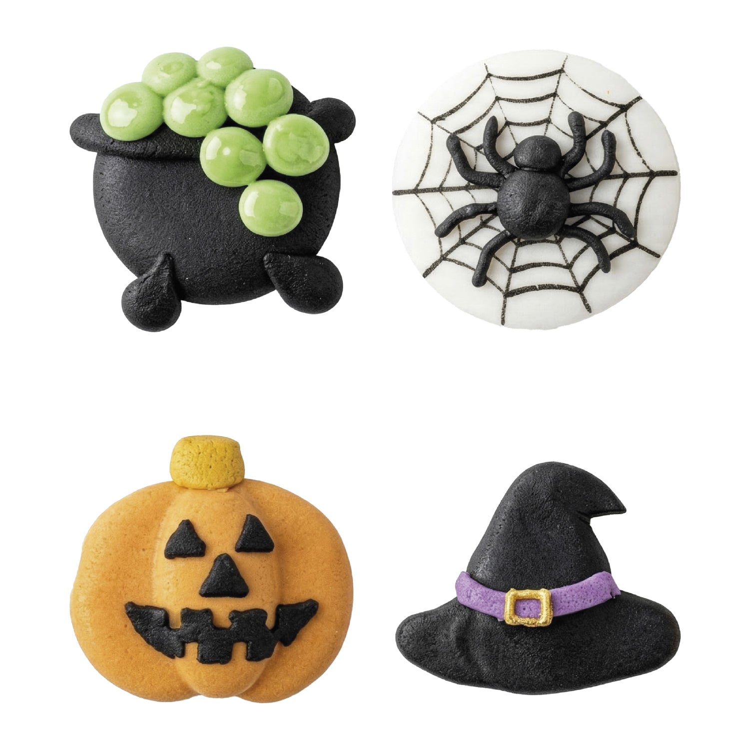 DECORAZIONE DI ZUCCHERO 2D HALLOWEEN ASSORTITO STREGA E RAGNO 48 UNITÀ